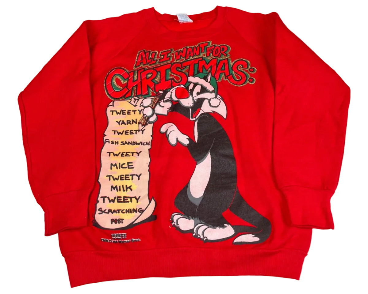 Vintage 1993 Looney Tunes Sylvester Christmas Sweatshirt