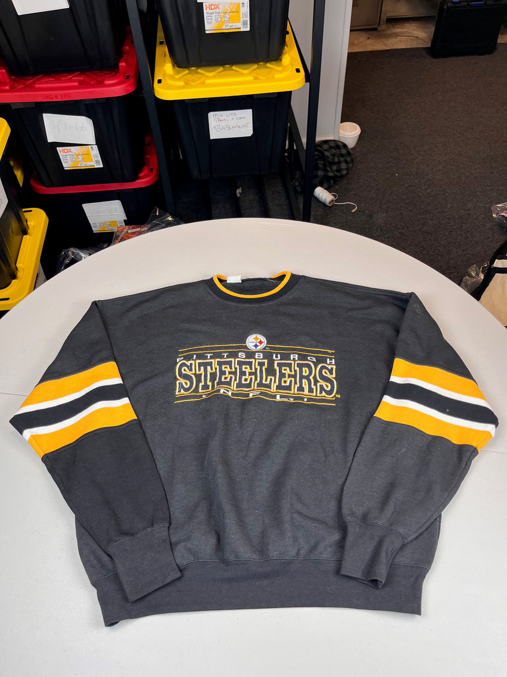 Vintage Pittsburgh Steelers NFL Striped Sleeve Sweatshirt