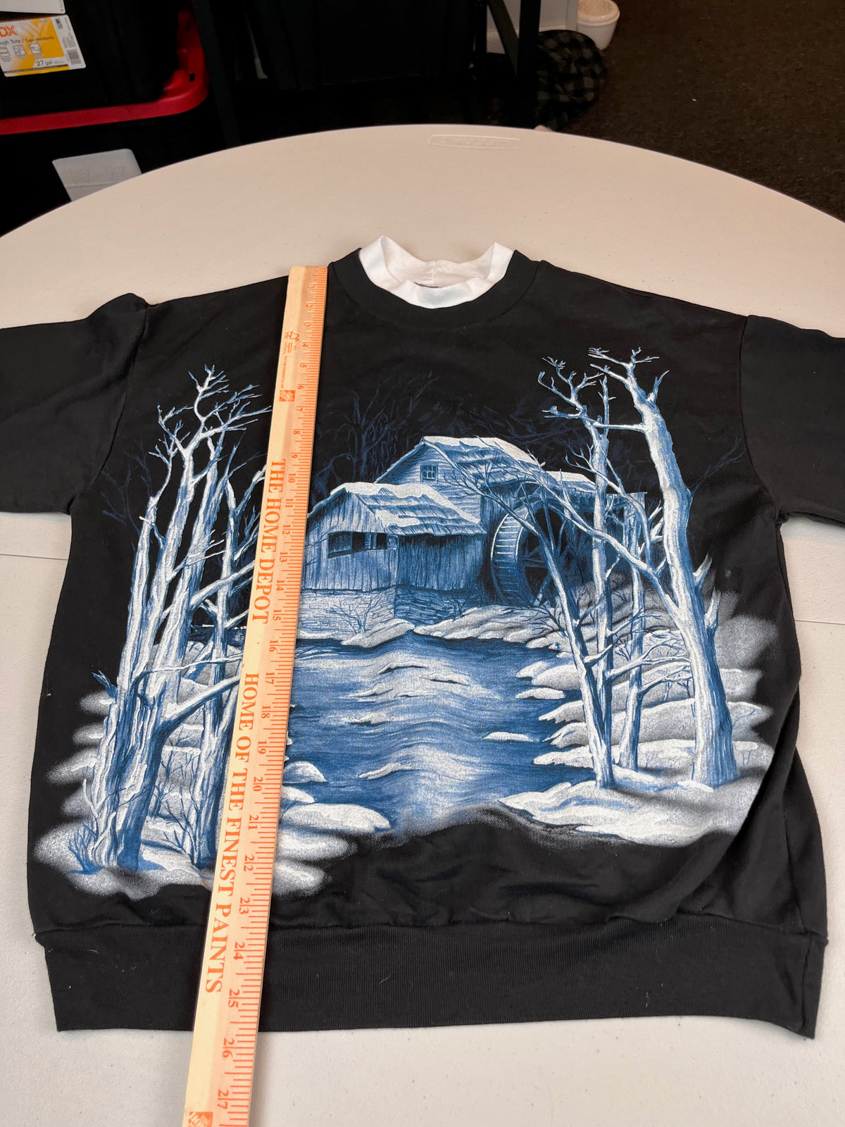 Vintage Winter Watermill Scene Sweatshirt