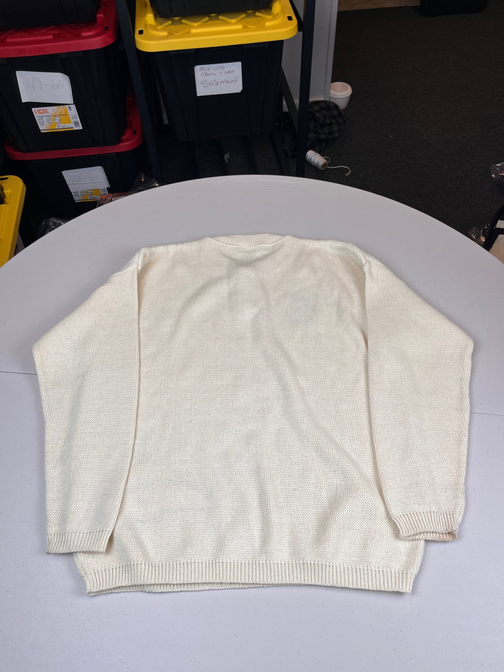 Vintage Disney Mickey Mouse Golfing Henley Sweater Cream