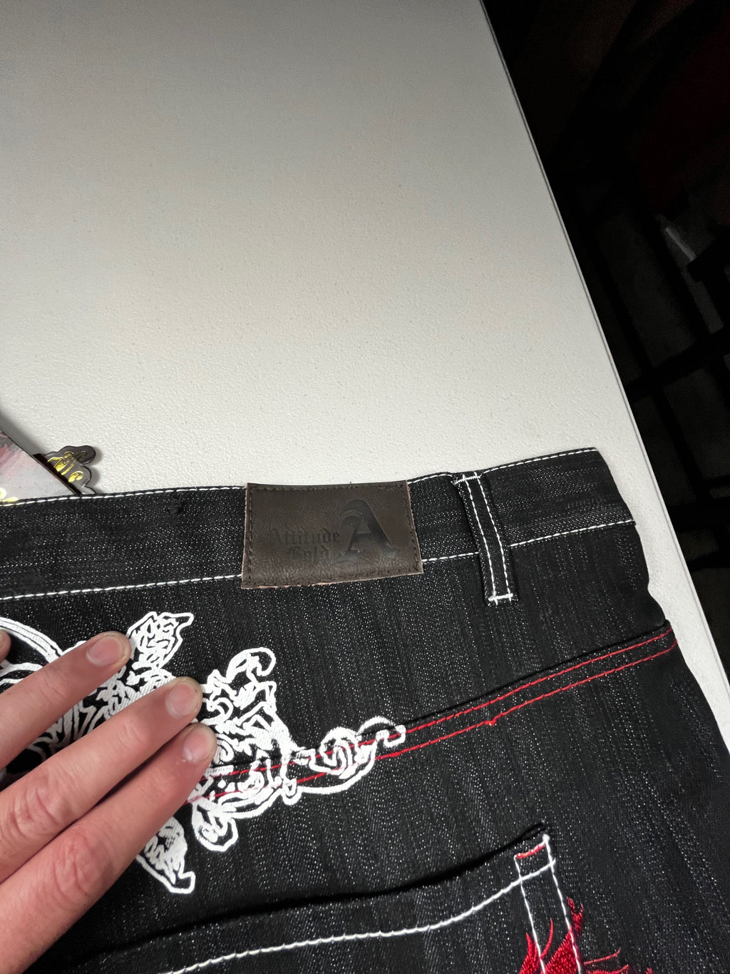 Vintage Y2K Embroidered Baggy Jeans Black
