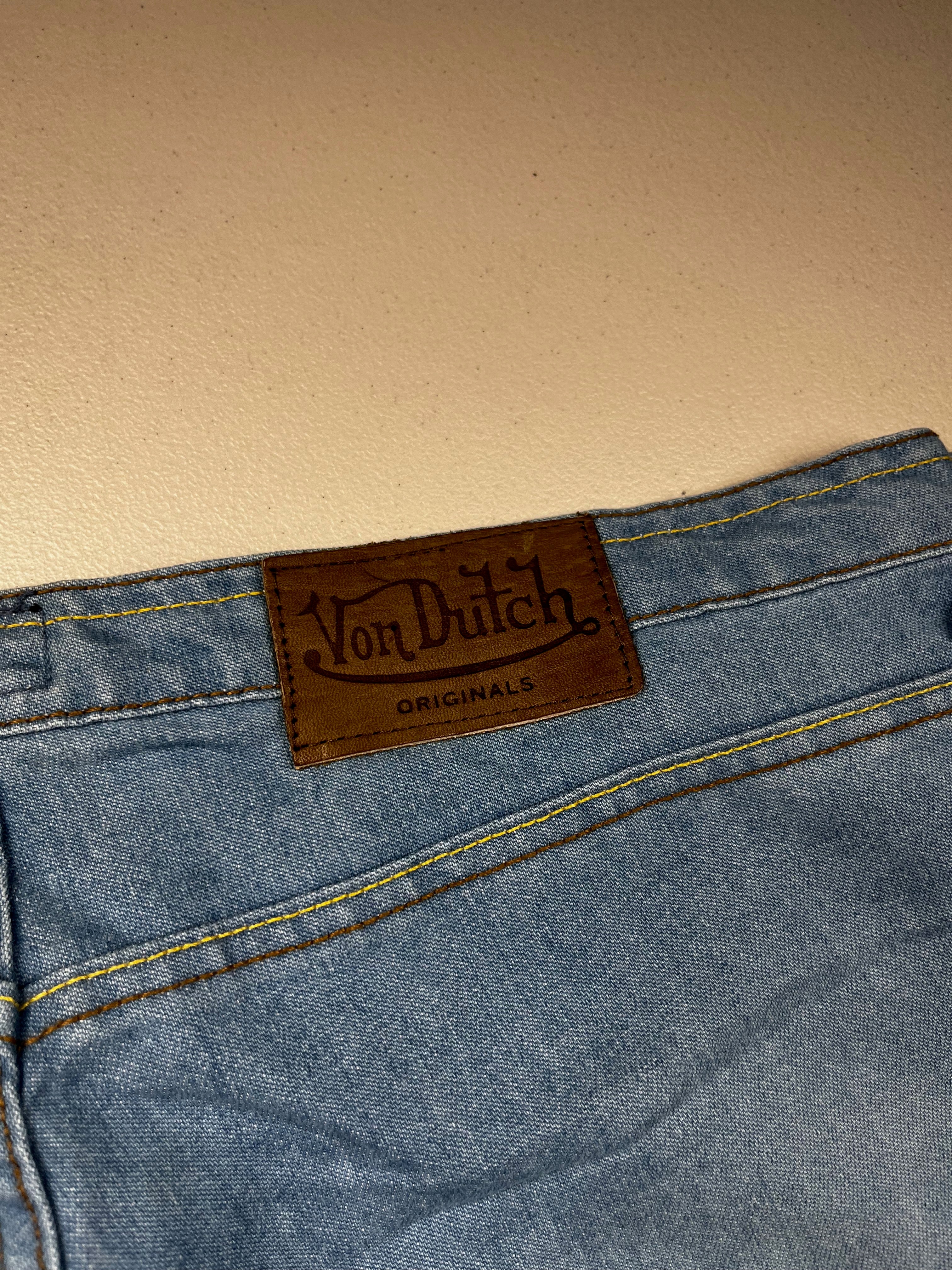 Von Dutch Light Wash Denim All Over Print Jeans
