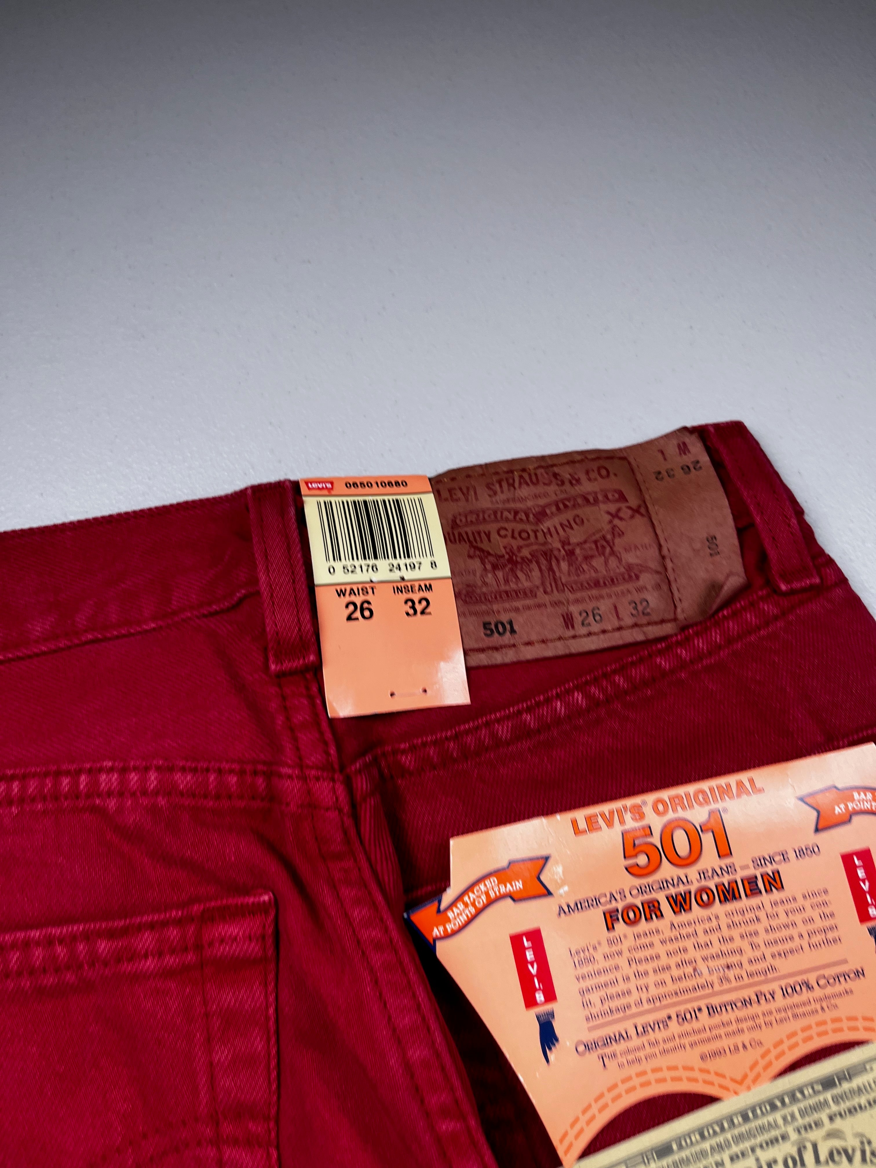 Deadstock Vintage Red Levi's 501 Jeans