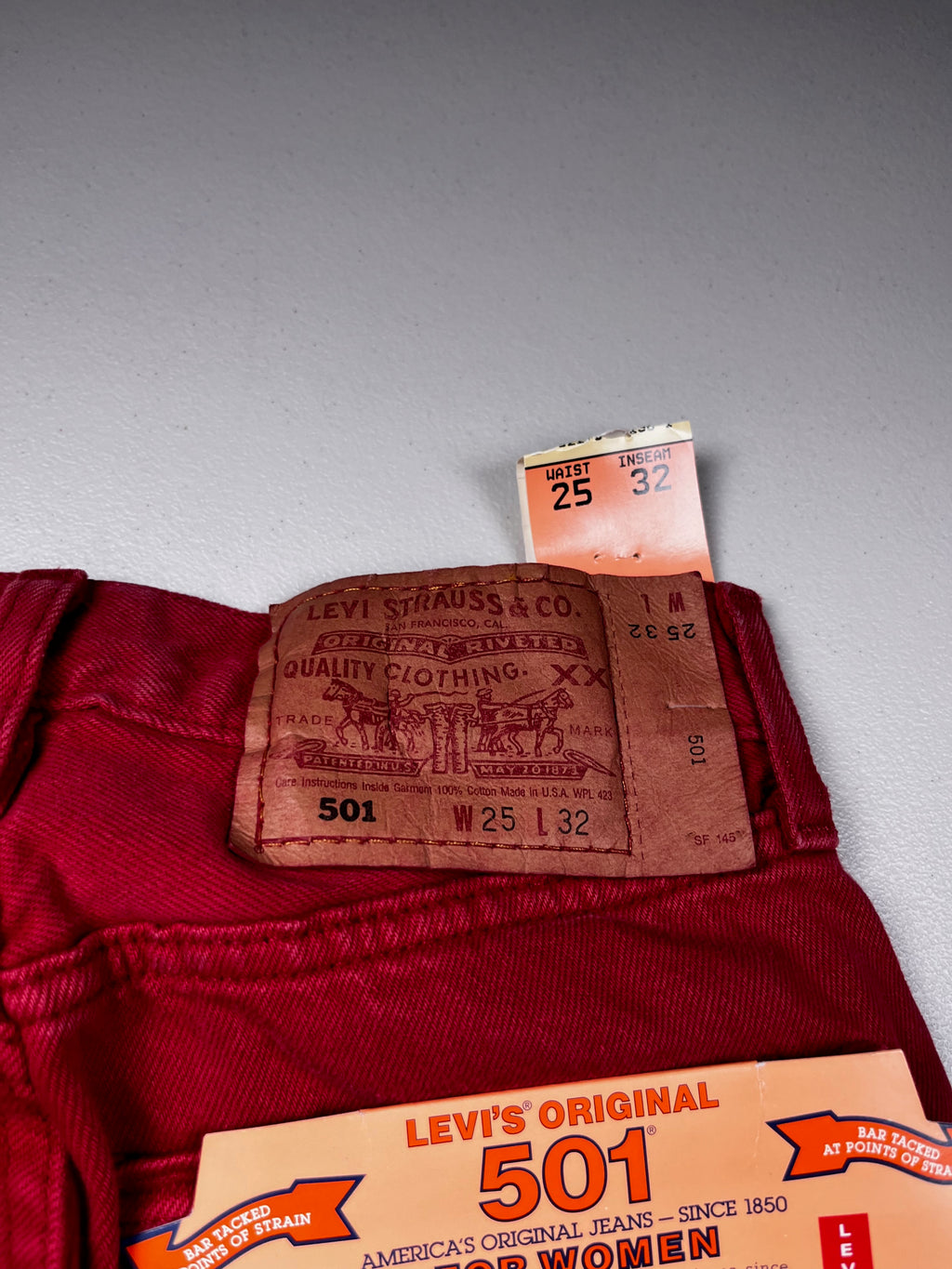 Deadstock Vintage Red Levi's 501 Jeans