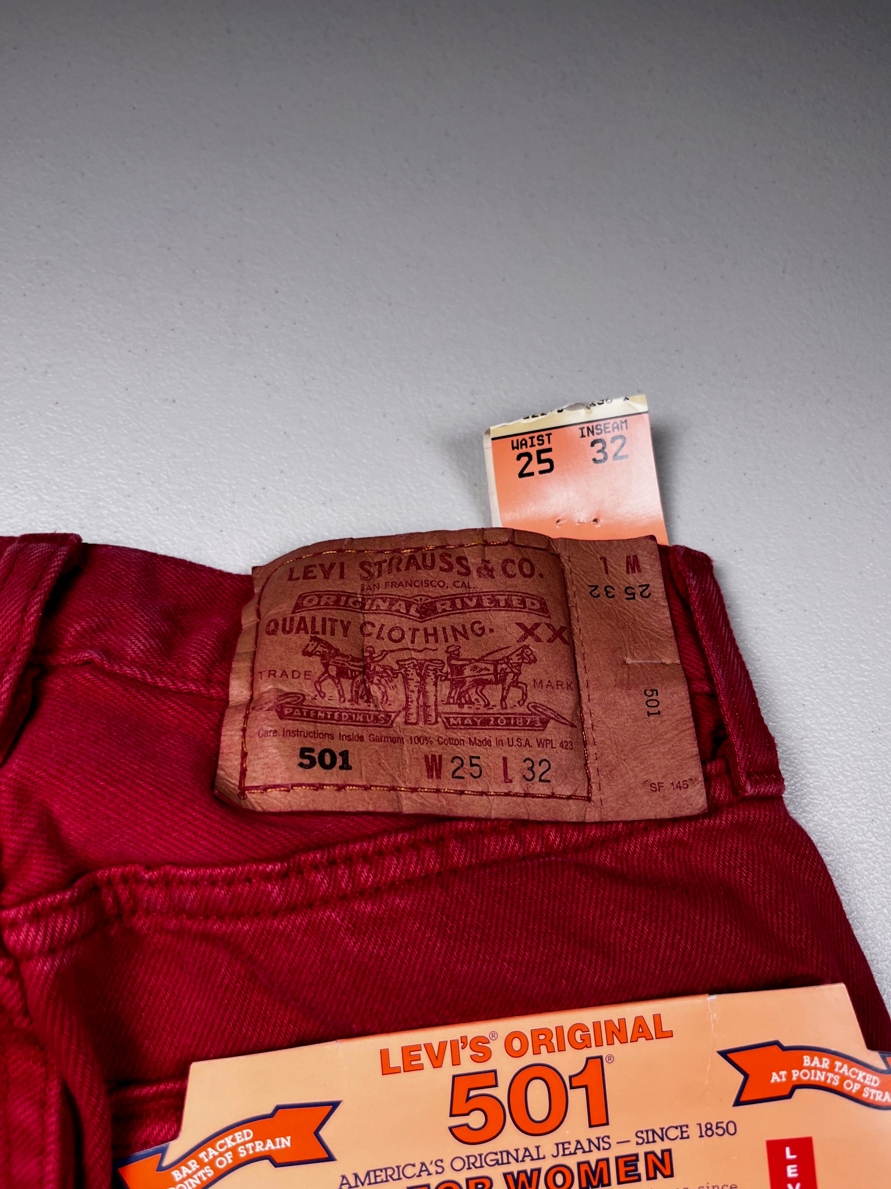 Deadstock Vintage Red Levi's 501 Jeans