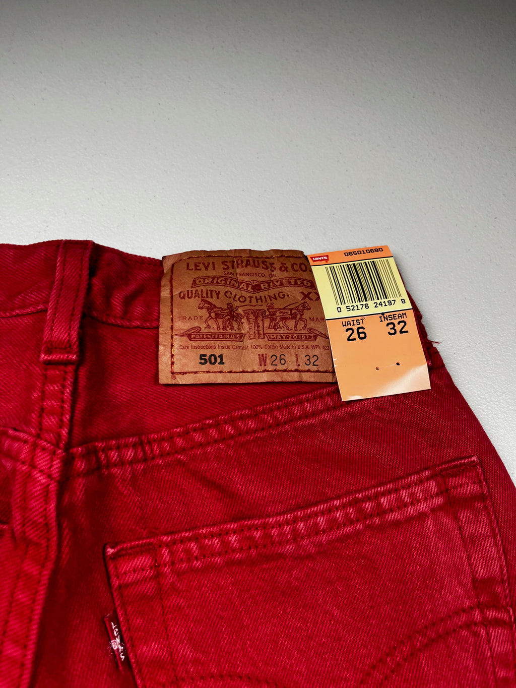 Deadstock Vintage Red Levi's 501 Jeans