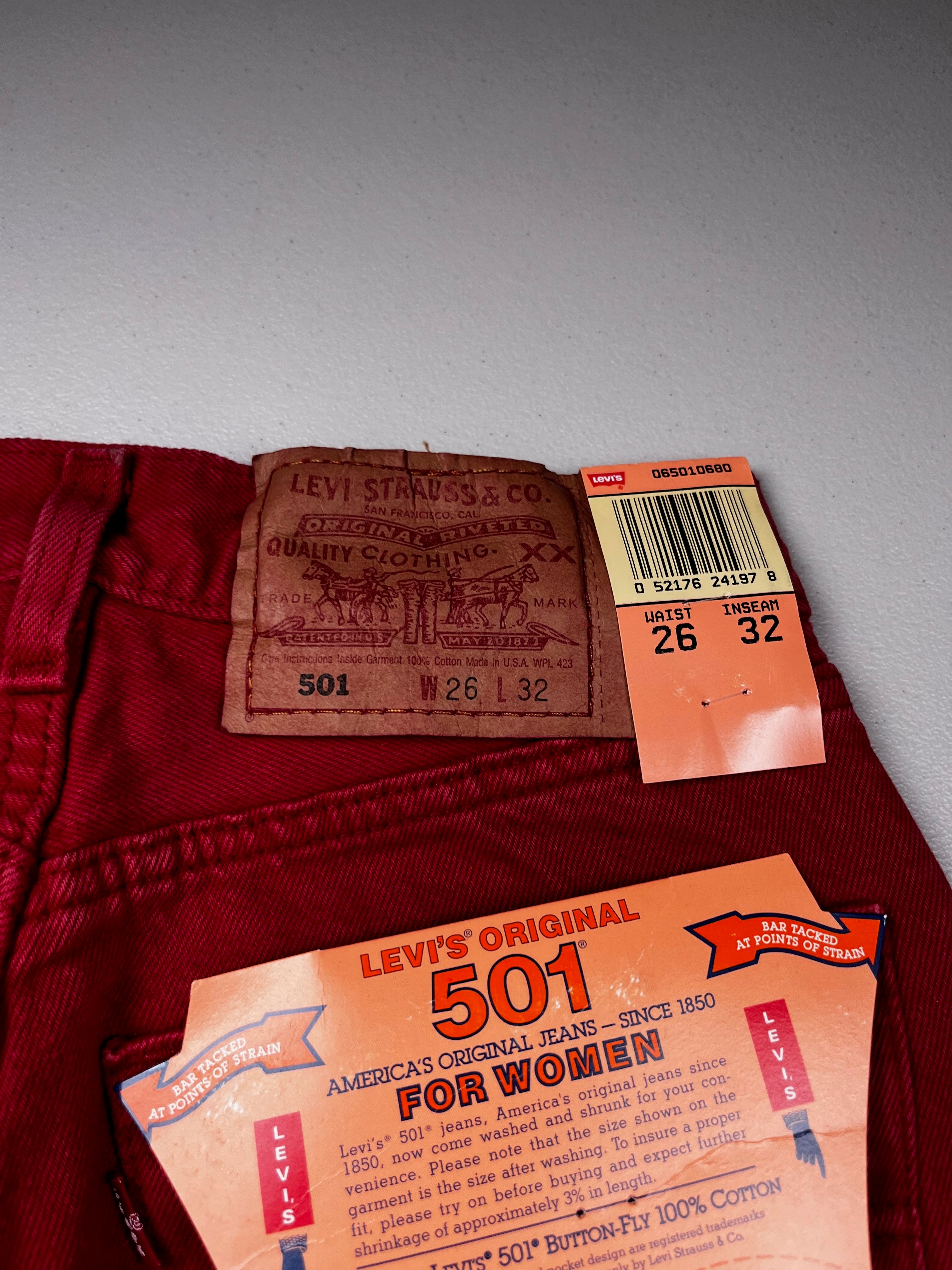 Deadstock Vintage Red Levi's 501 Jeans