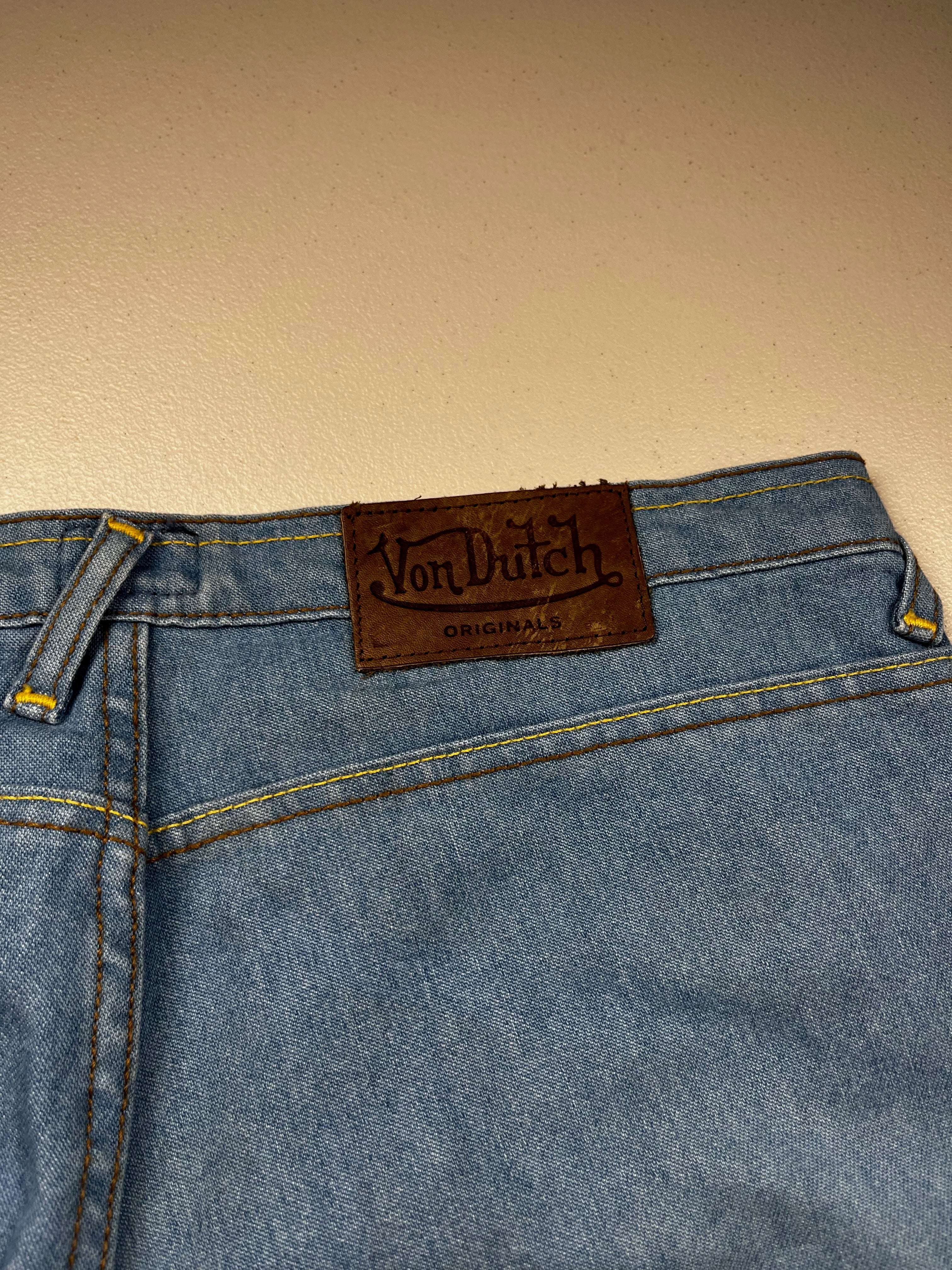 Von Dutch Light Wash Denim All Over Print Jeans