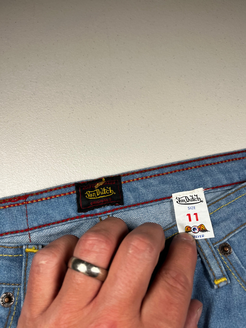 Von Dutch Light Wash Denim All Over Print Jeans
