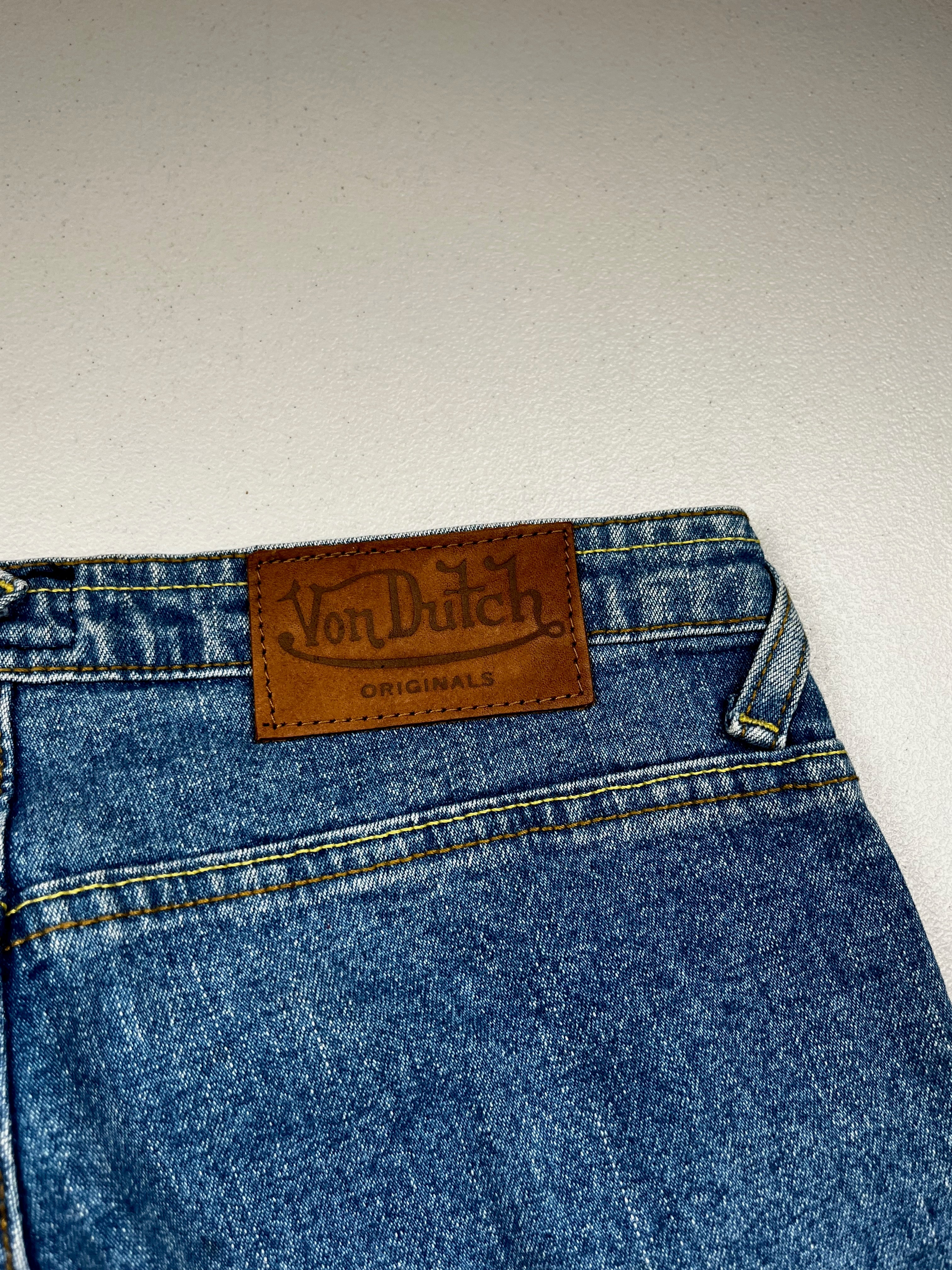Vintage Y2K Von Dutch All-Over Multi-Color Graphic Flare Jeans