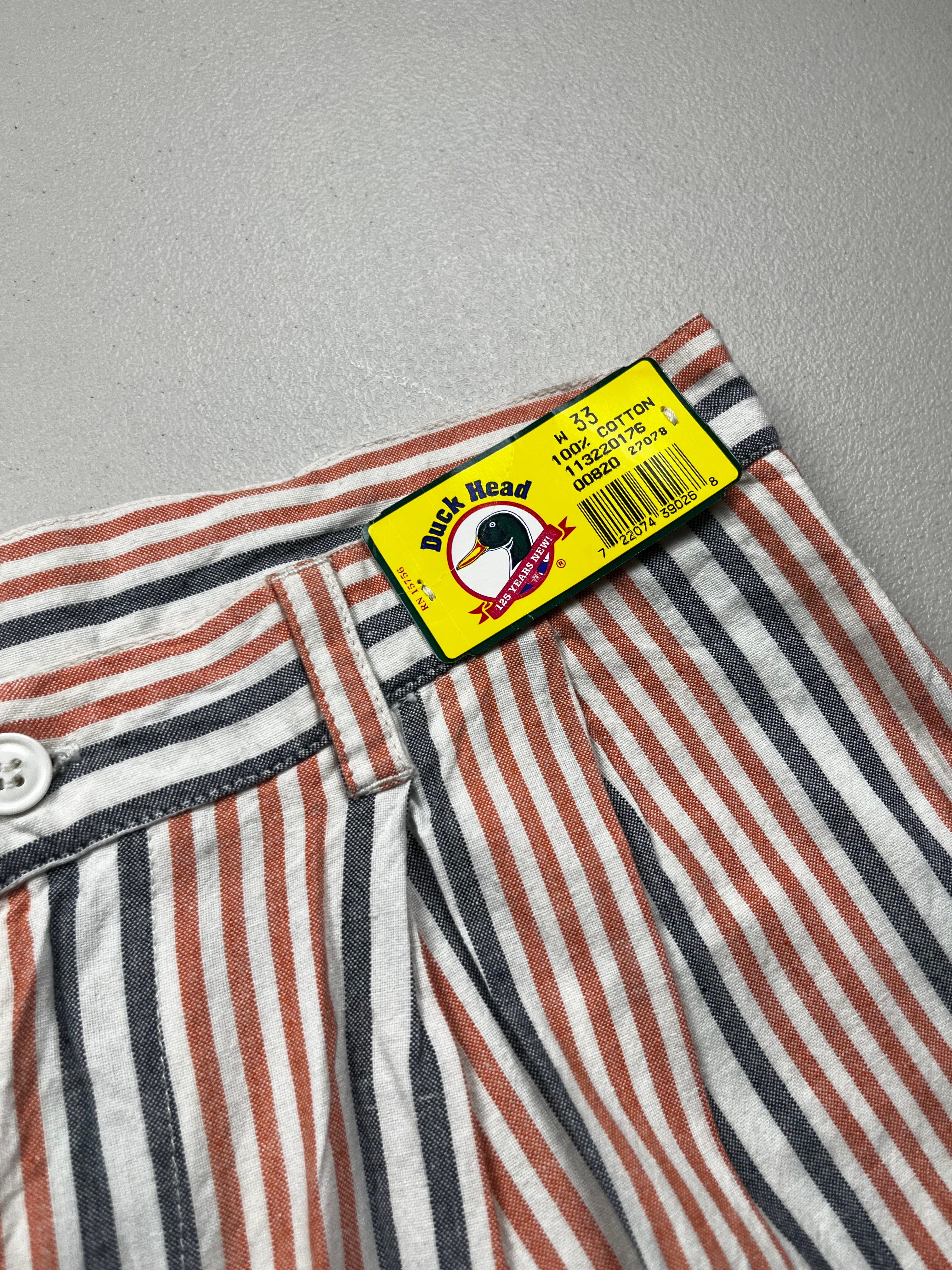 Vintage 90s Duck Head Deadstock Striped Twill Shorts