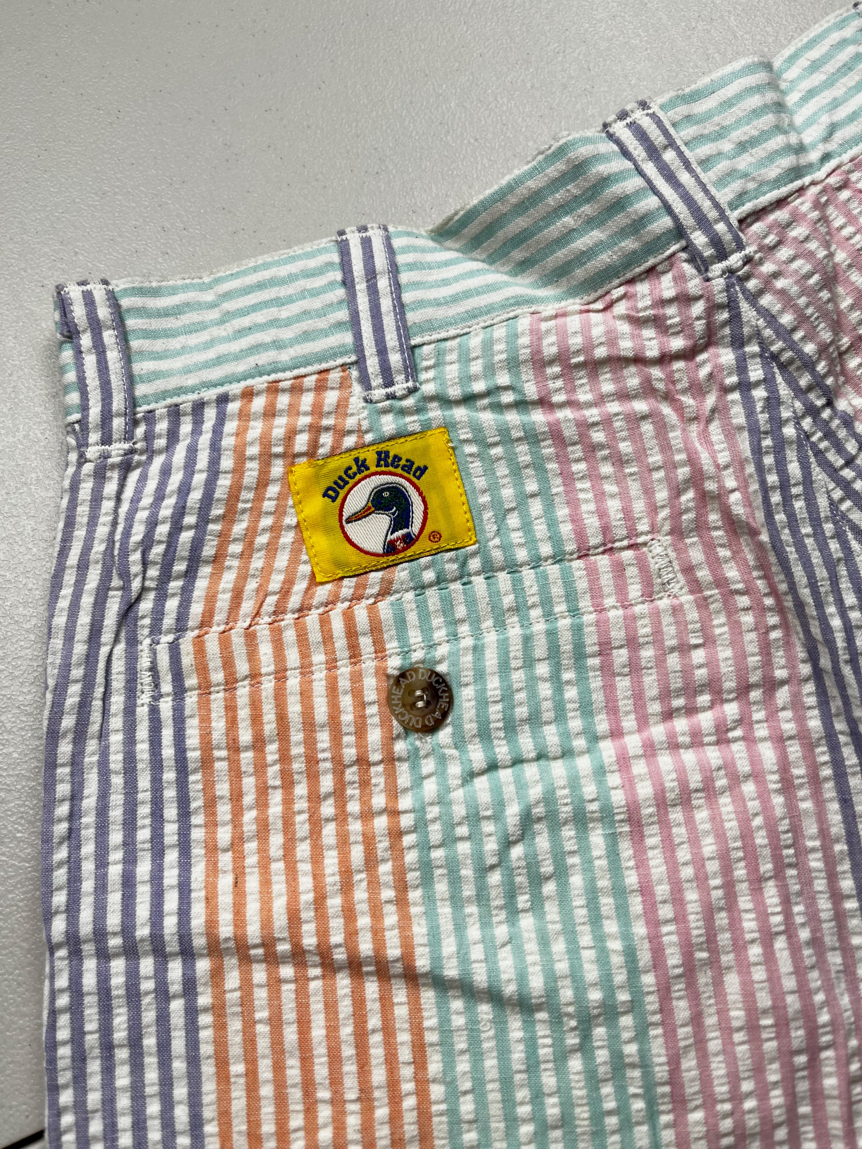 Vintage 90s Duck Head Multi-Color Striped Seersucker Shorts