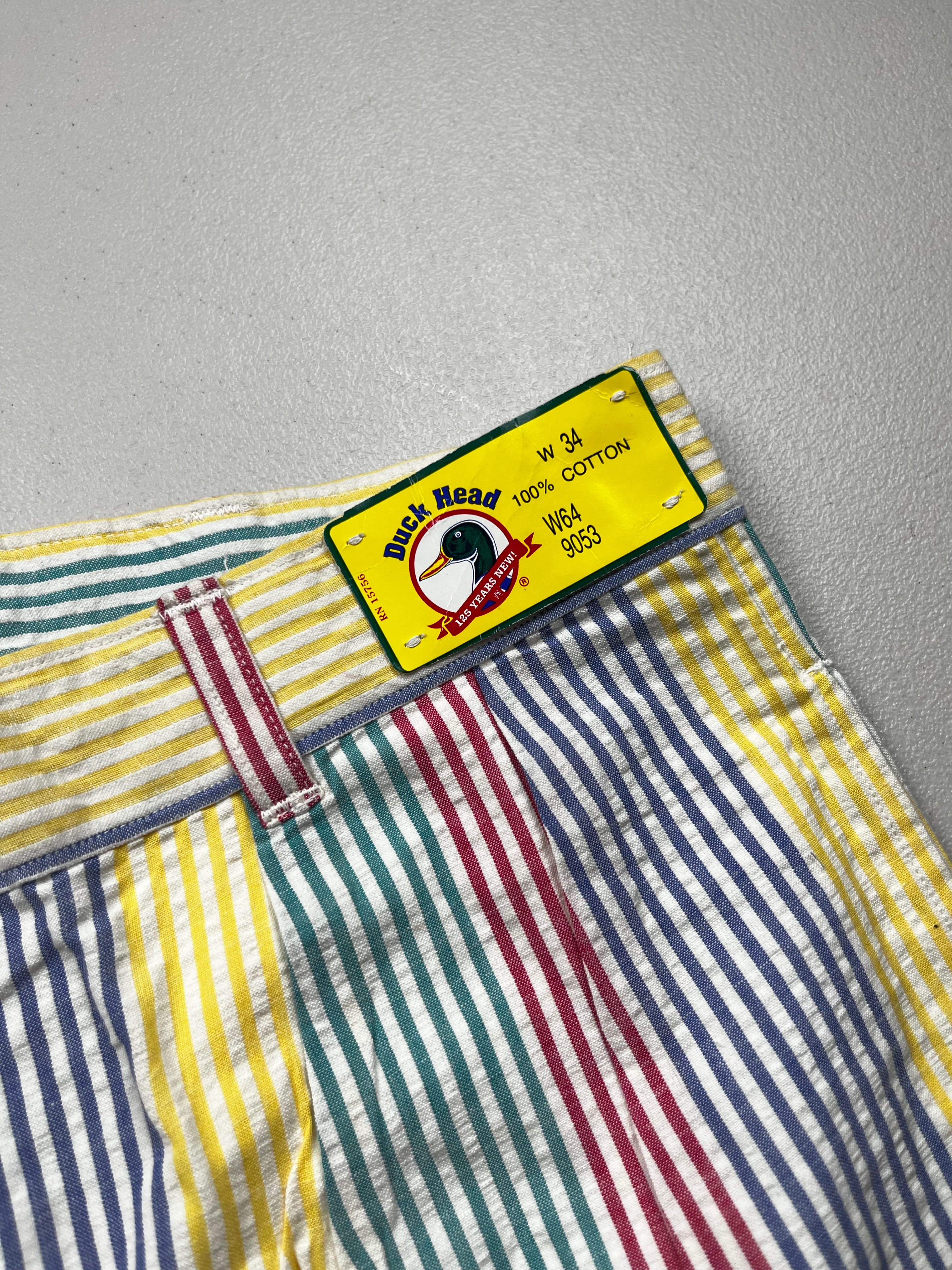 Vintage 90s Duck Head Multi-Color Striped Seersucker Shorts
