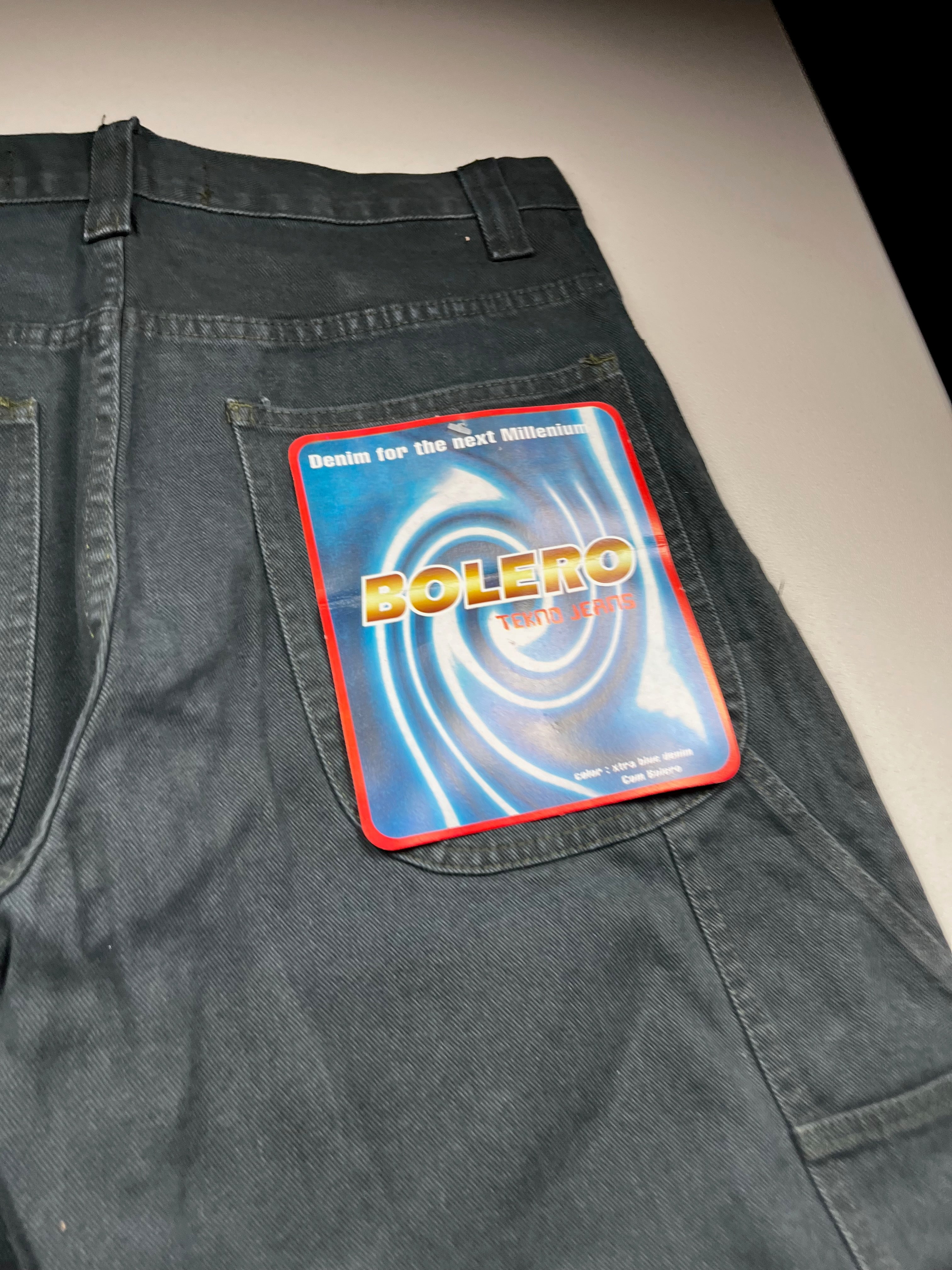 Bolero Tekno Black Wide Leg Denim Rave Skate Jeans