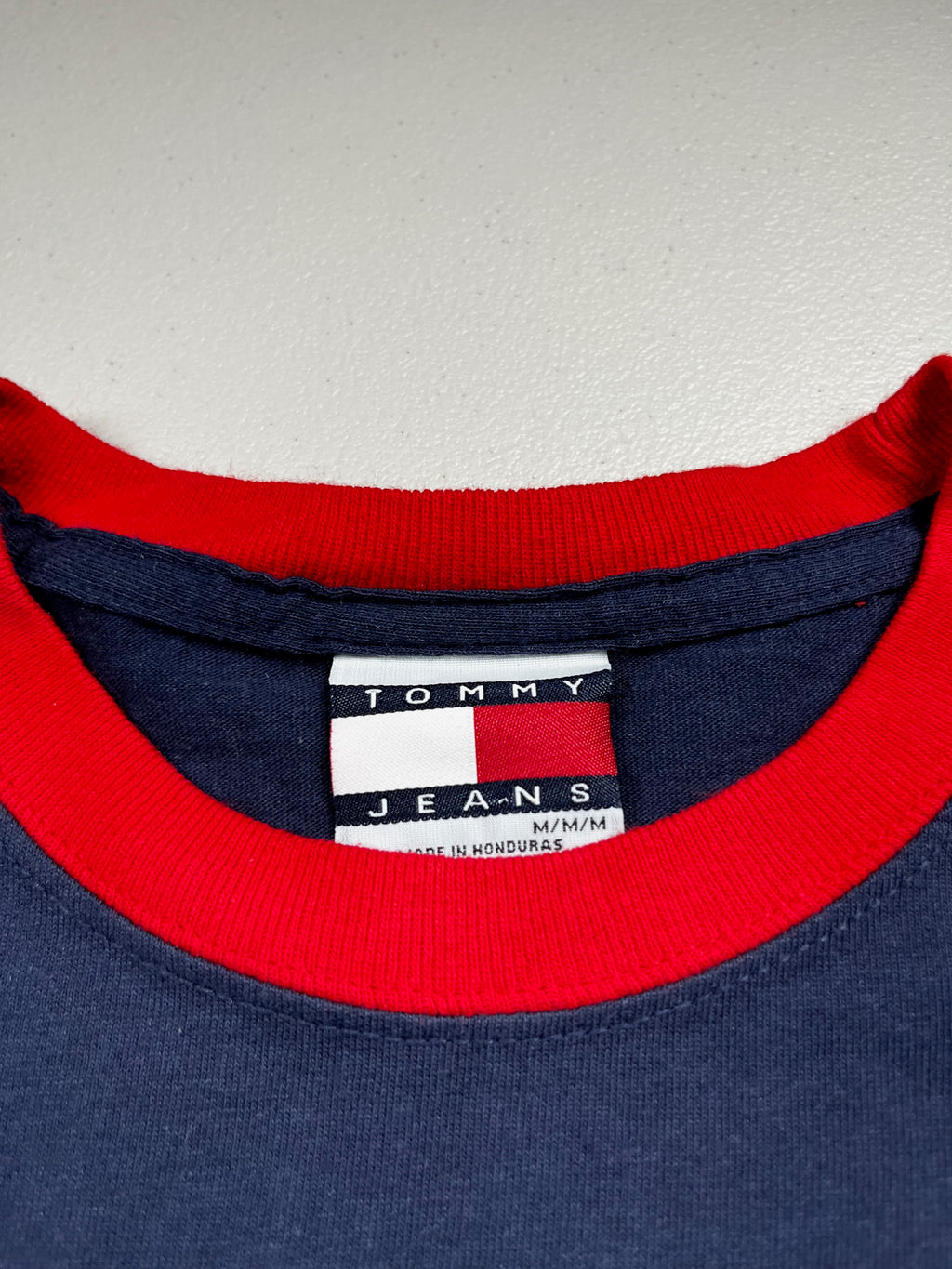 Vintage Tommy Jeans Spellout Ringer T-Shirt Navy