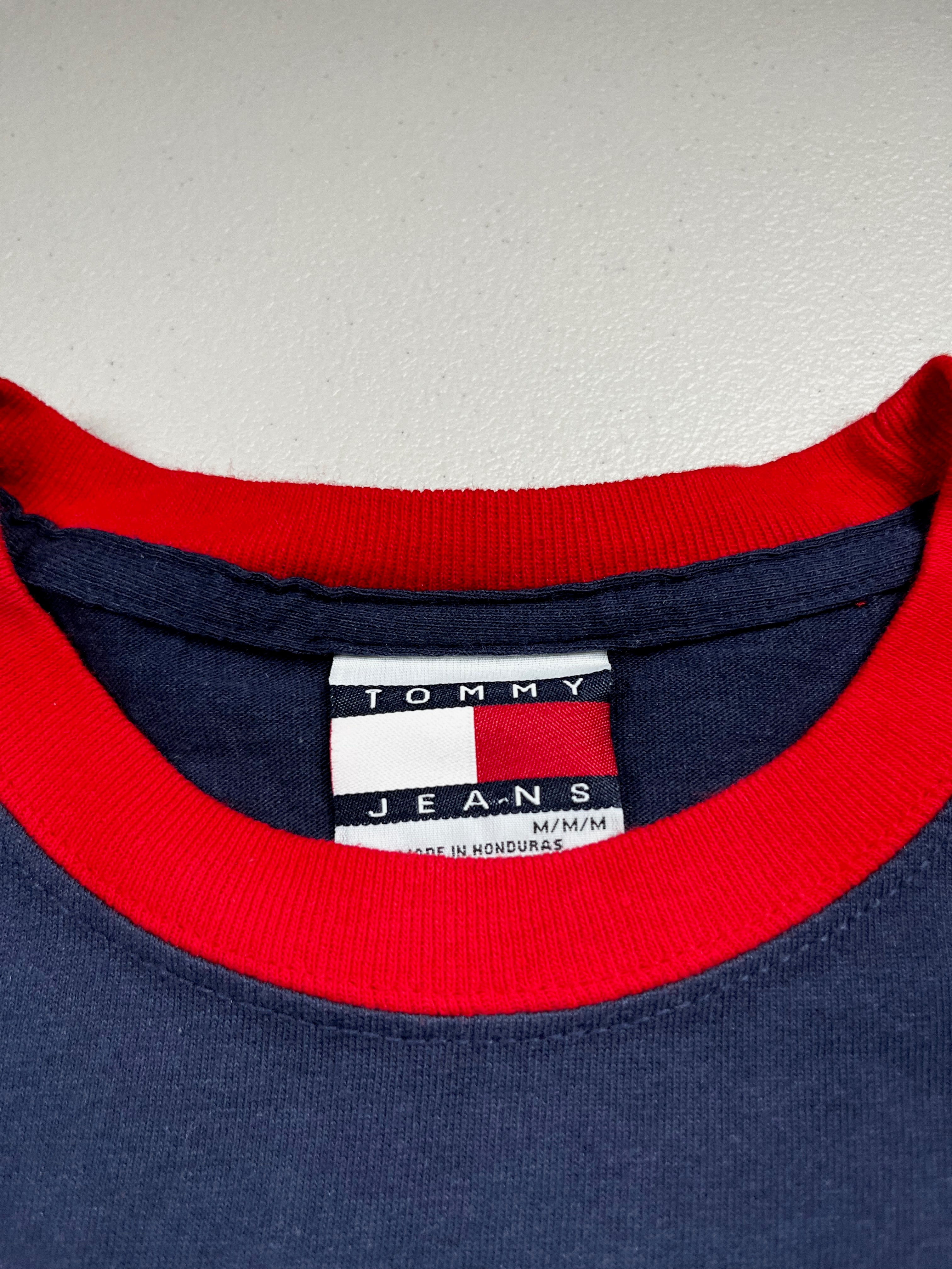 Vintage Tommy Jeans Spellout Ringer T-Shirt Navy