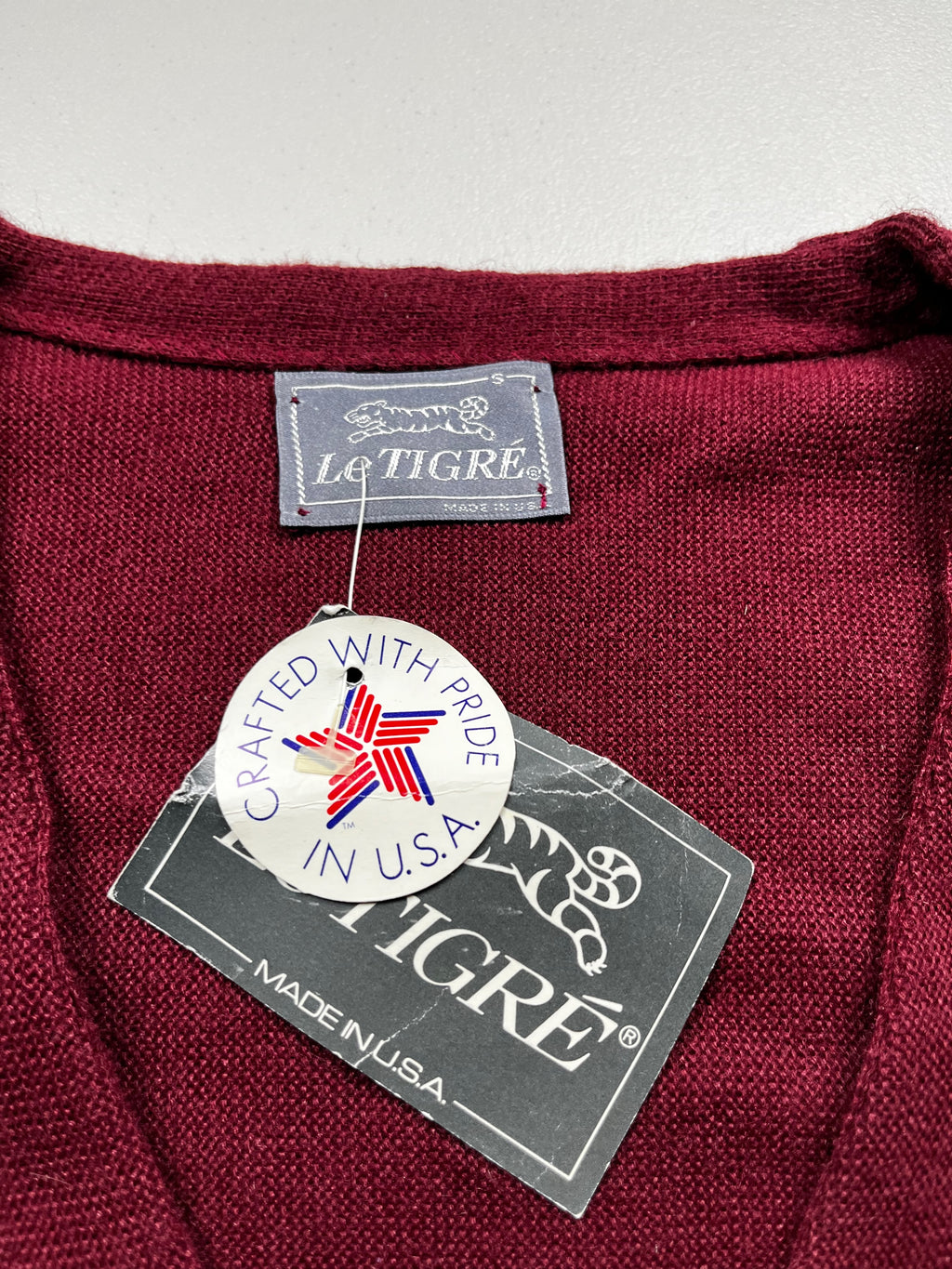 Vintage Le Tigre Knit Cardigan Sweater Burgundy