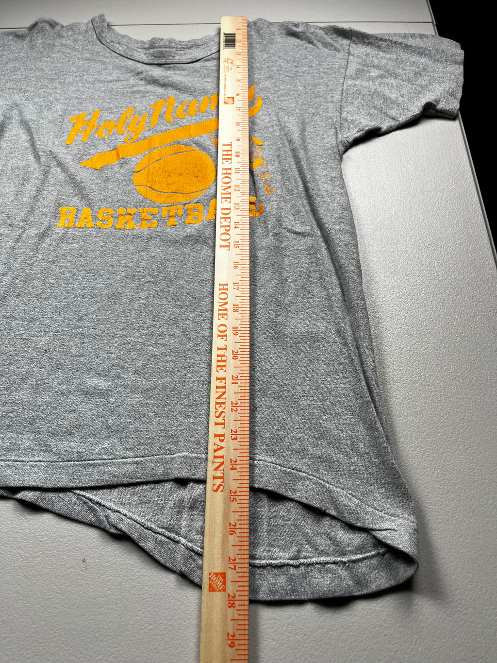 Vintage Holy Names Basketball Team Graphic T-Shirt Grey