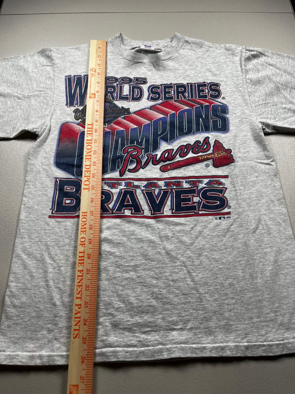 Vintage Grey Atlanta Braves 1995 World Series Champions Tee