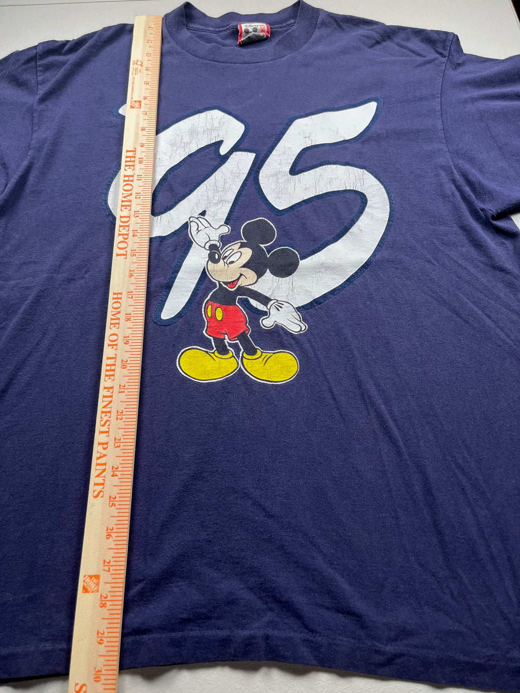 Vintage Disney Mickey Mouse 95 Graphic T-Shirt Navy Blue Tee