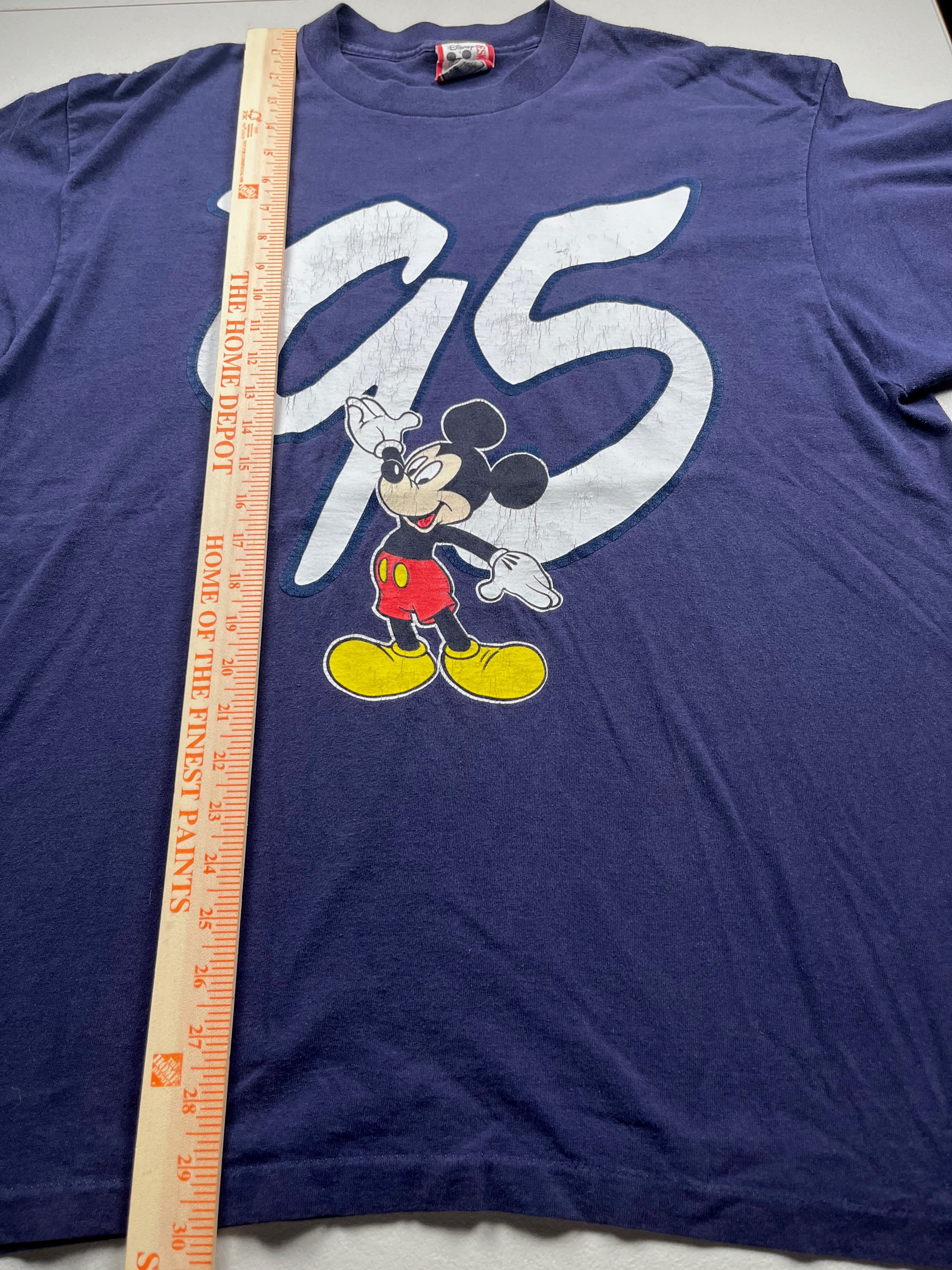 Vintage Disney Mickey Mouse 95 Graphic T-Shirt Navy Blue Tee