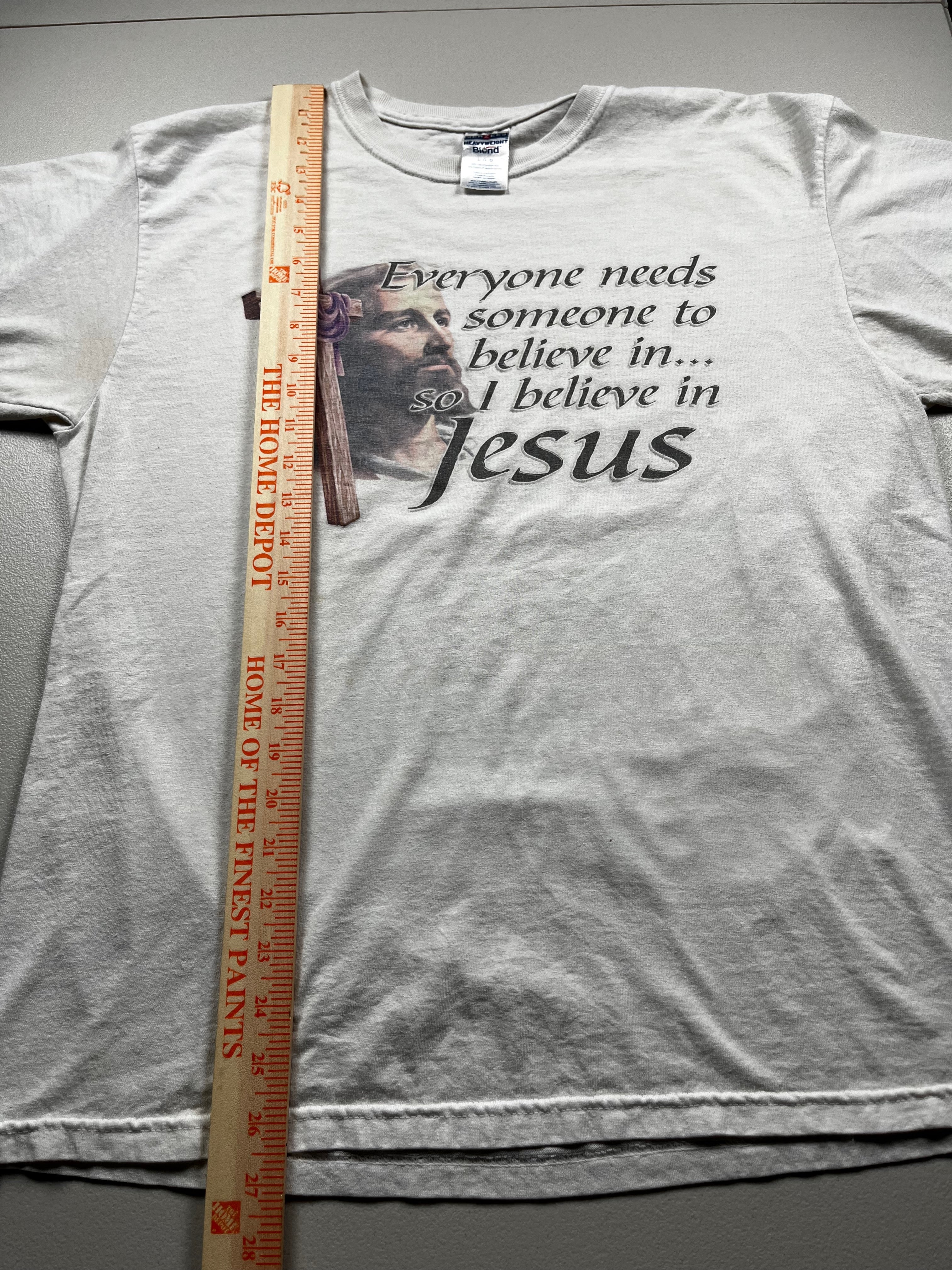 Vintage Jesus Graphic T-Shirt White Religious Faith Quote Tee