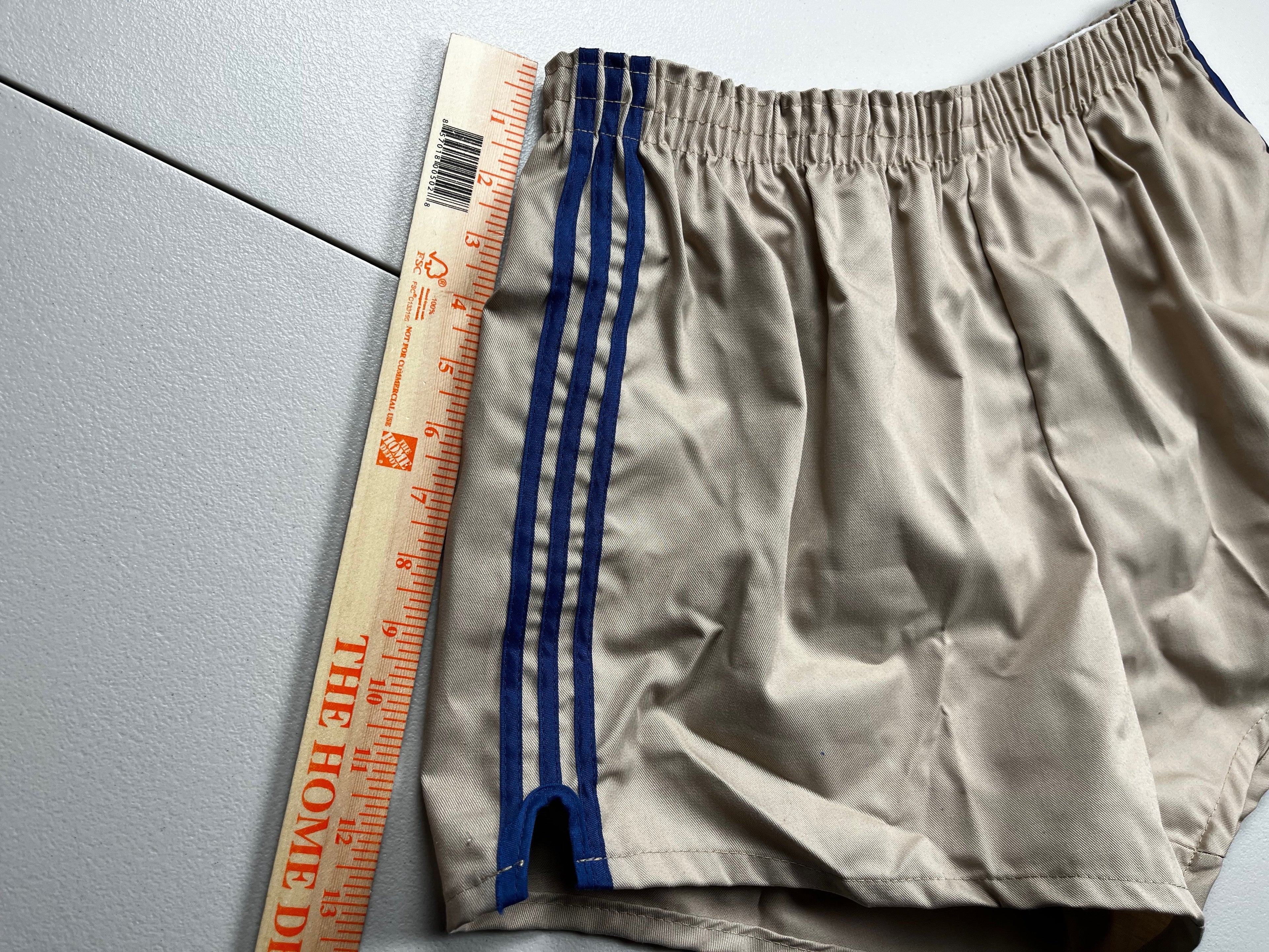 Vintage 70s Style Nylon Running Shorts Beige Tan