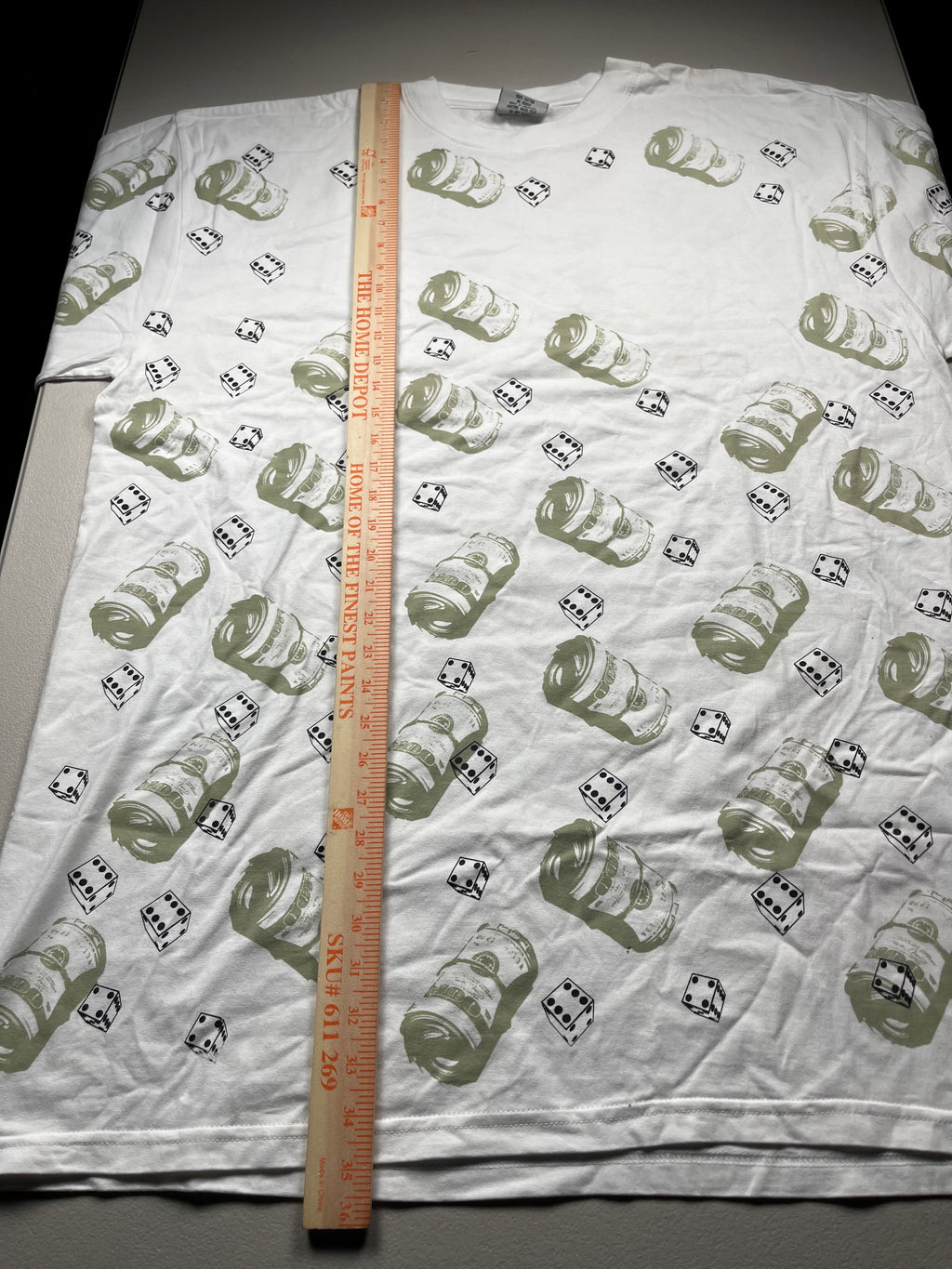Vintage 90s Money Roll Dice All Over Print Shirt