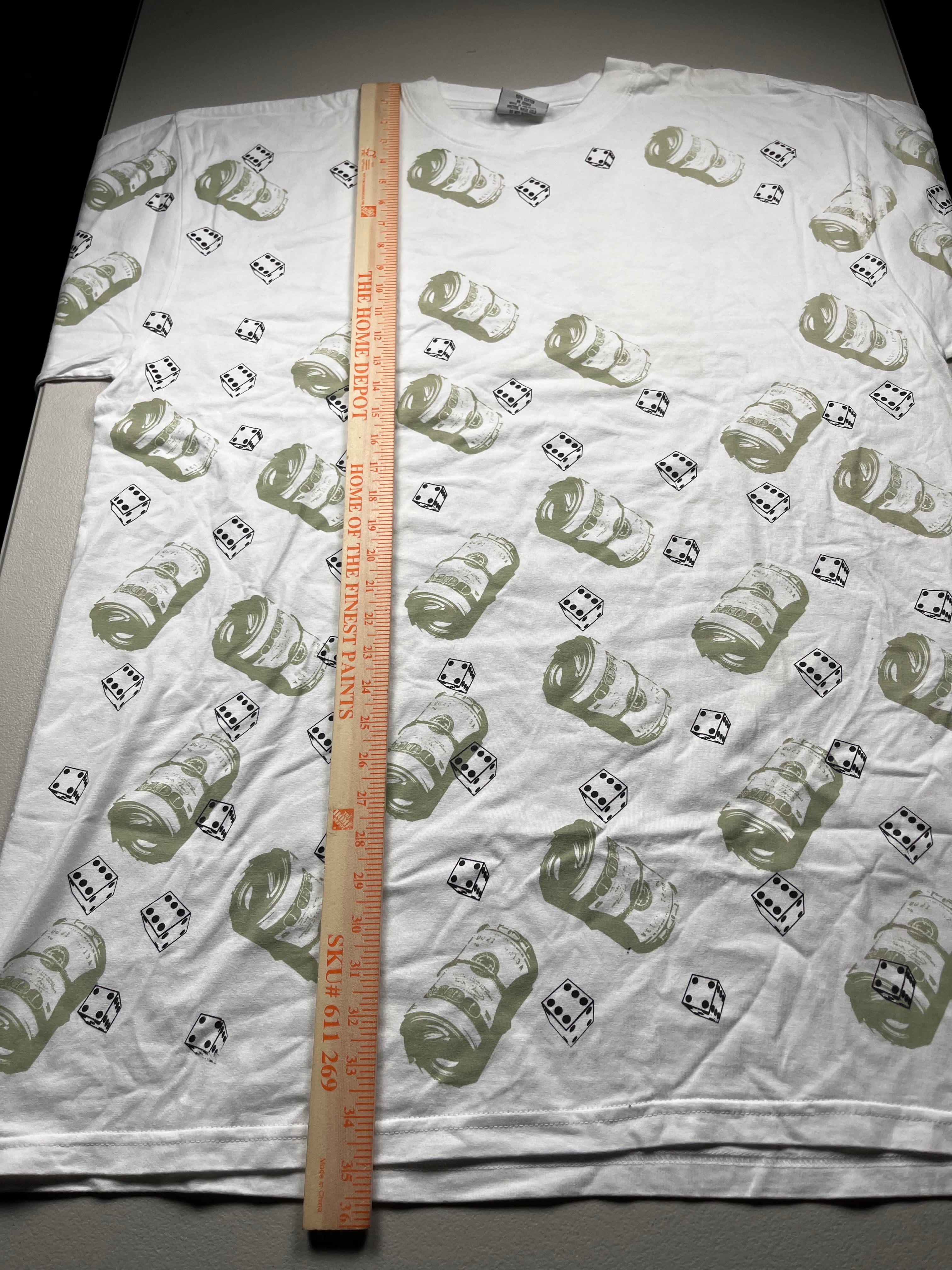 Vintage 90s Money Roll Dice All Over Print Shirt