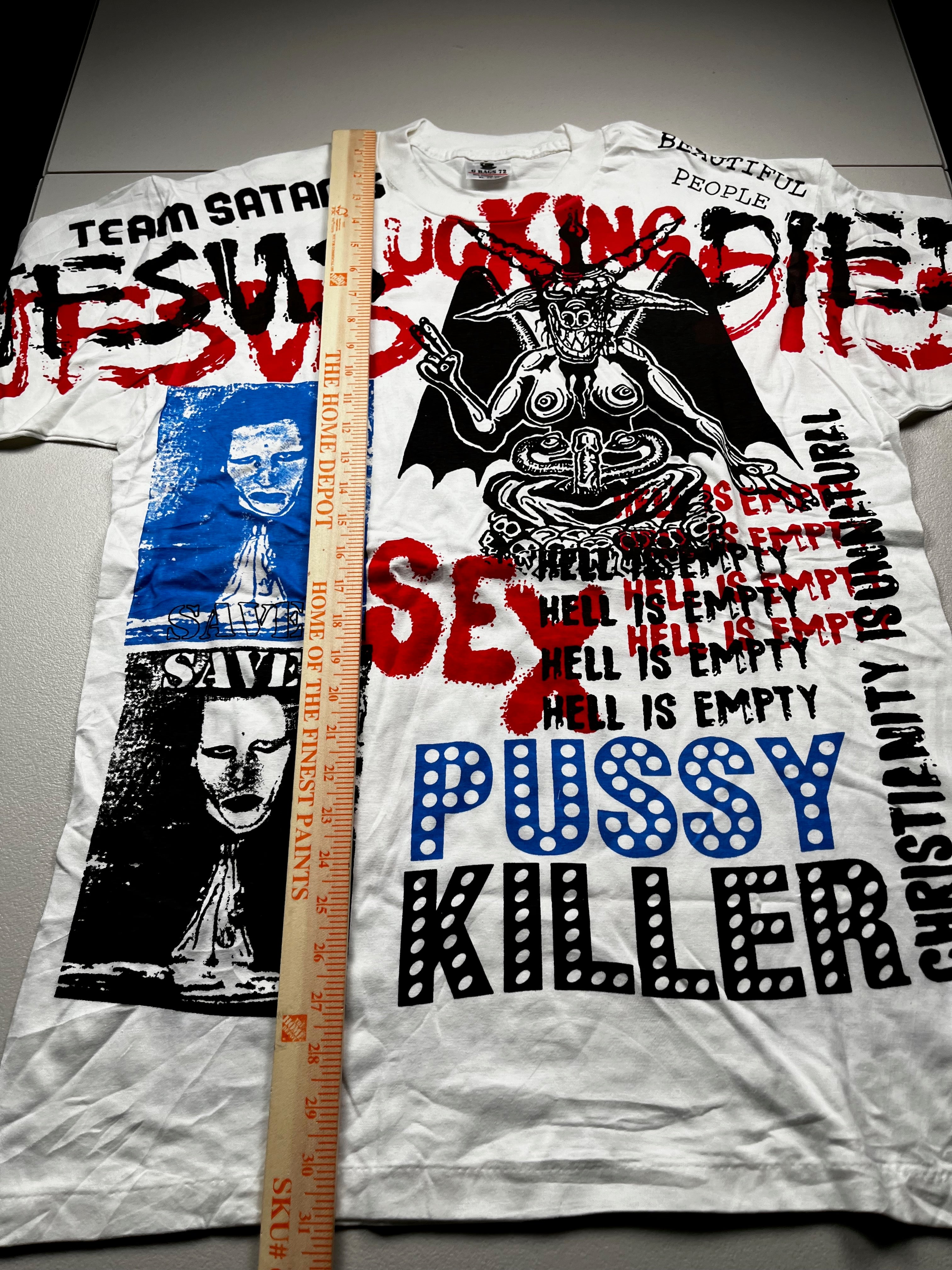 Vintage 1990s Marilyn Manson All Over Print Mosquitohead Style Band T-Shirt