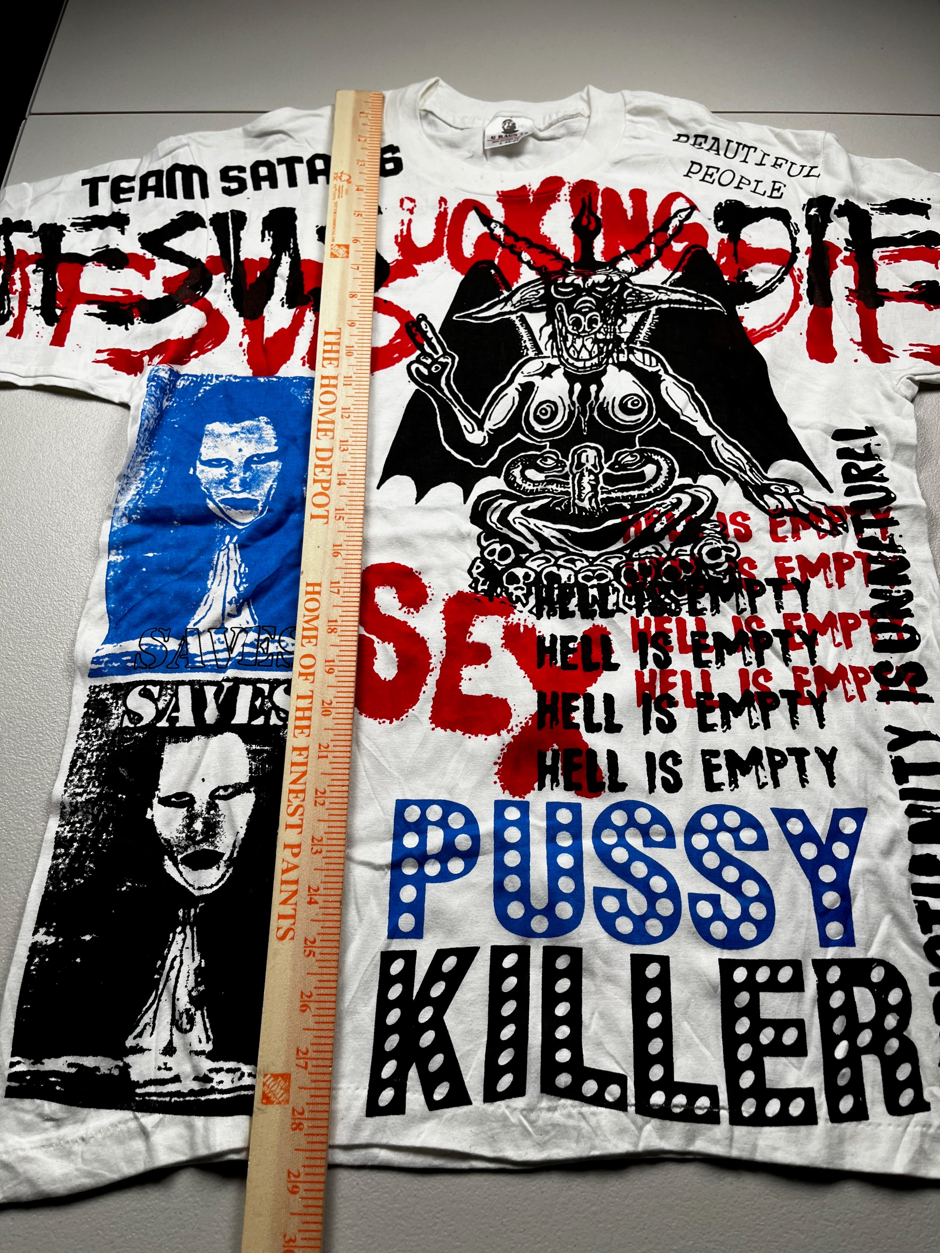 Vintage 1990s Marilyn Manson All Over Print Mosquitohead Style Band T-Shirt