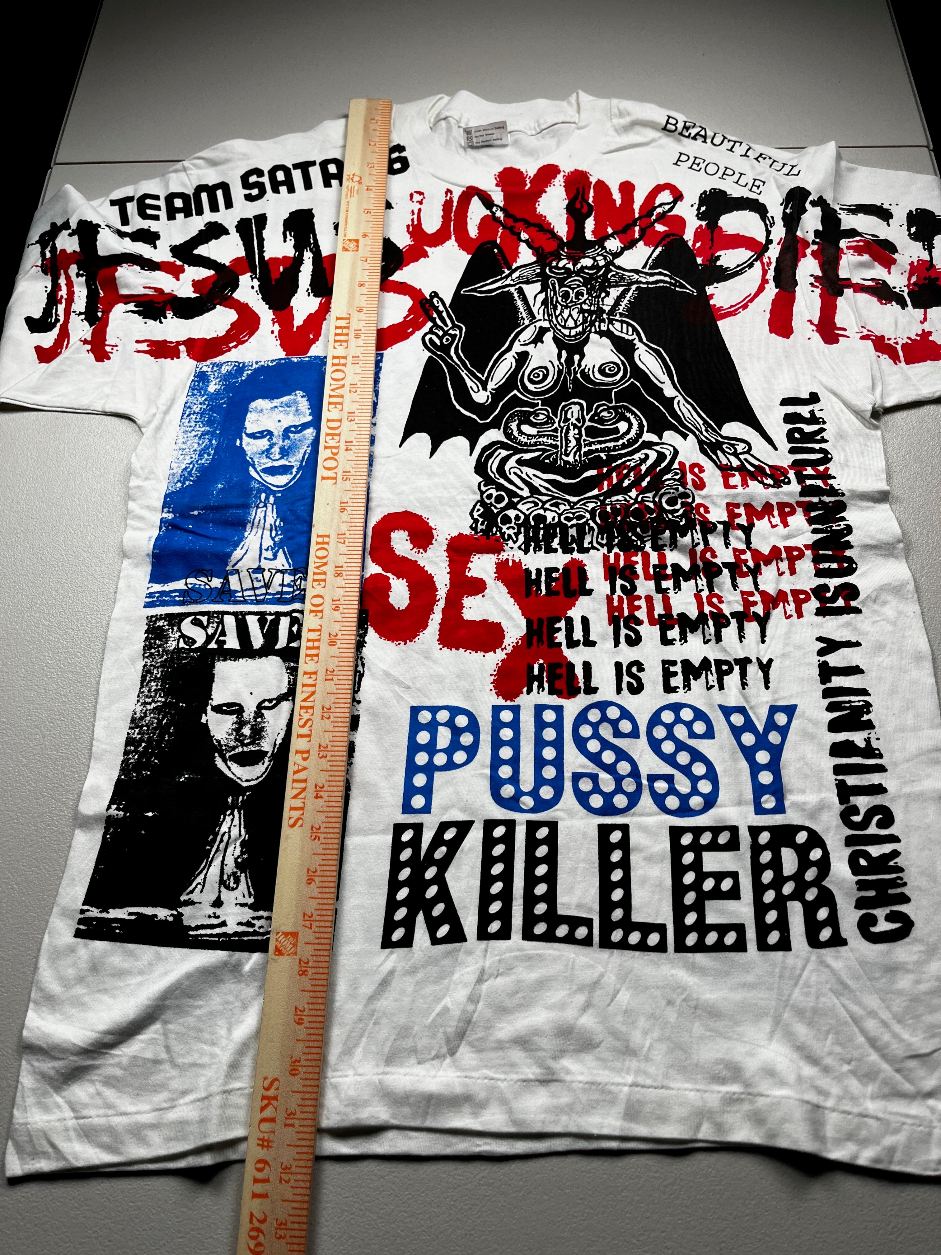 Vintage 1990s Marilyn Manson All Over Print Mosquitohead Style Band T-Shirt