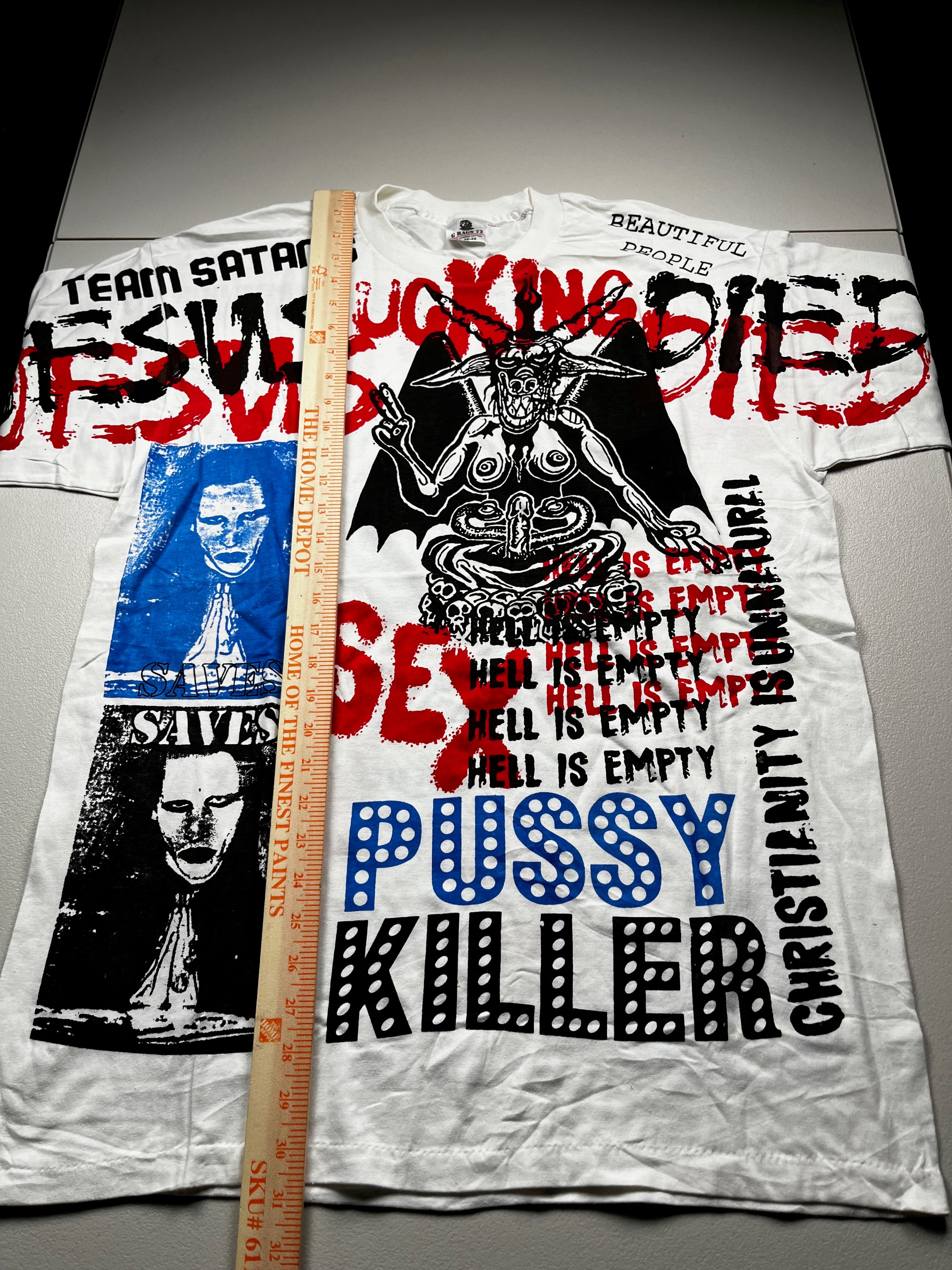 Vintage 1990s Marilyn Manson All Over Print Mosquitohead Style Band T-Shirt