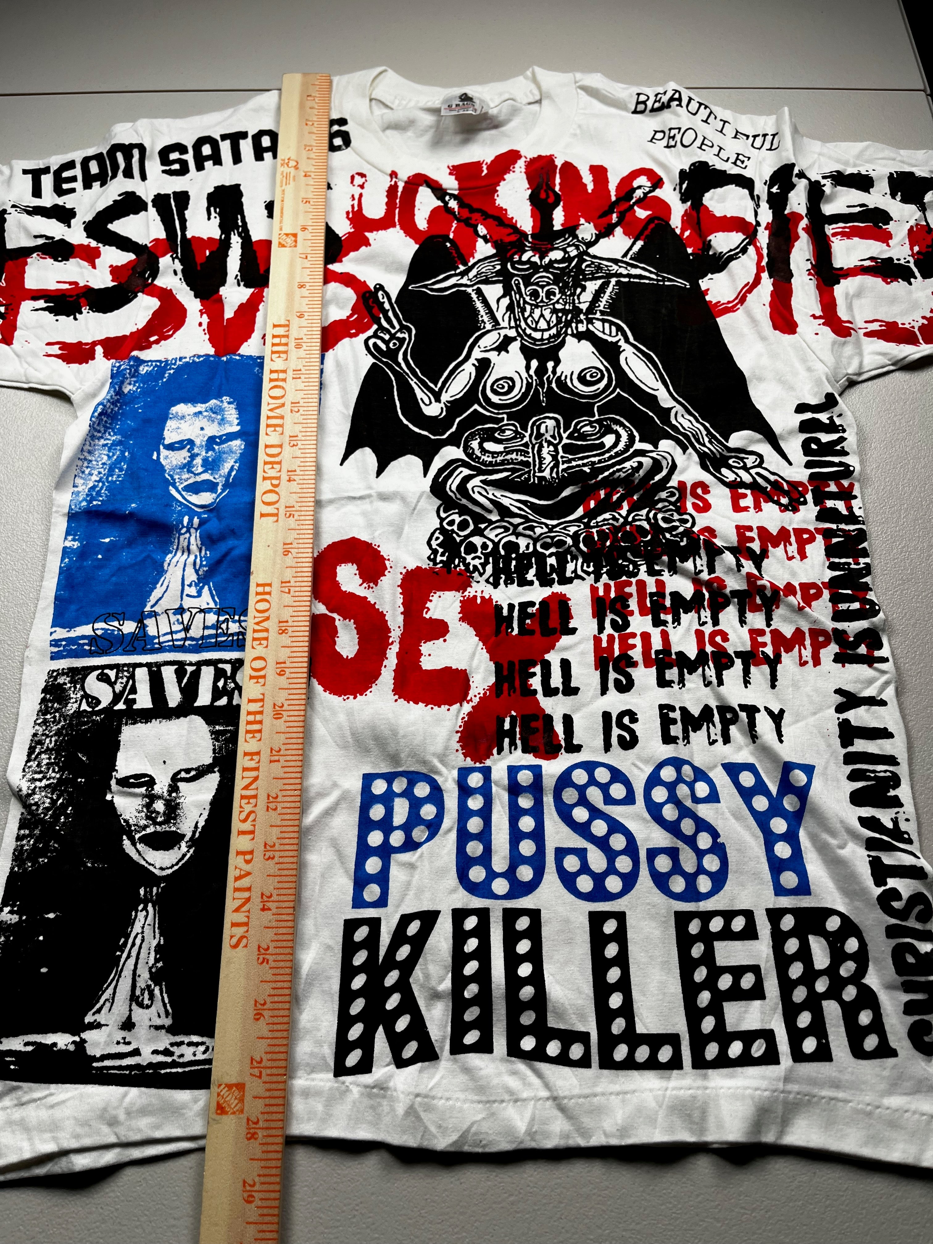 Vintage 1990s Marilyn Manson All Over Print Mosquitohead Style Band T-Shirt