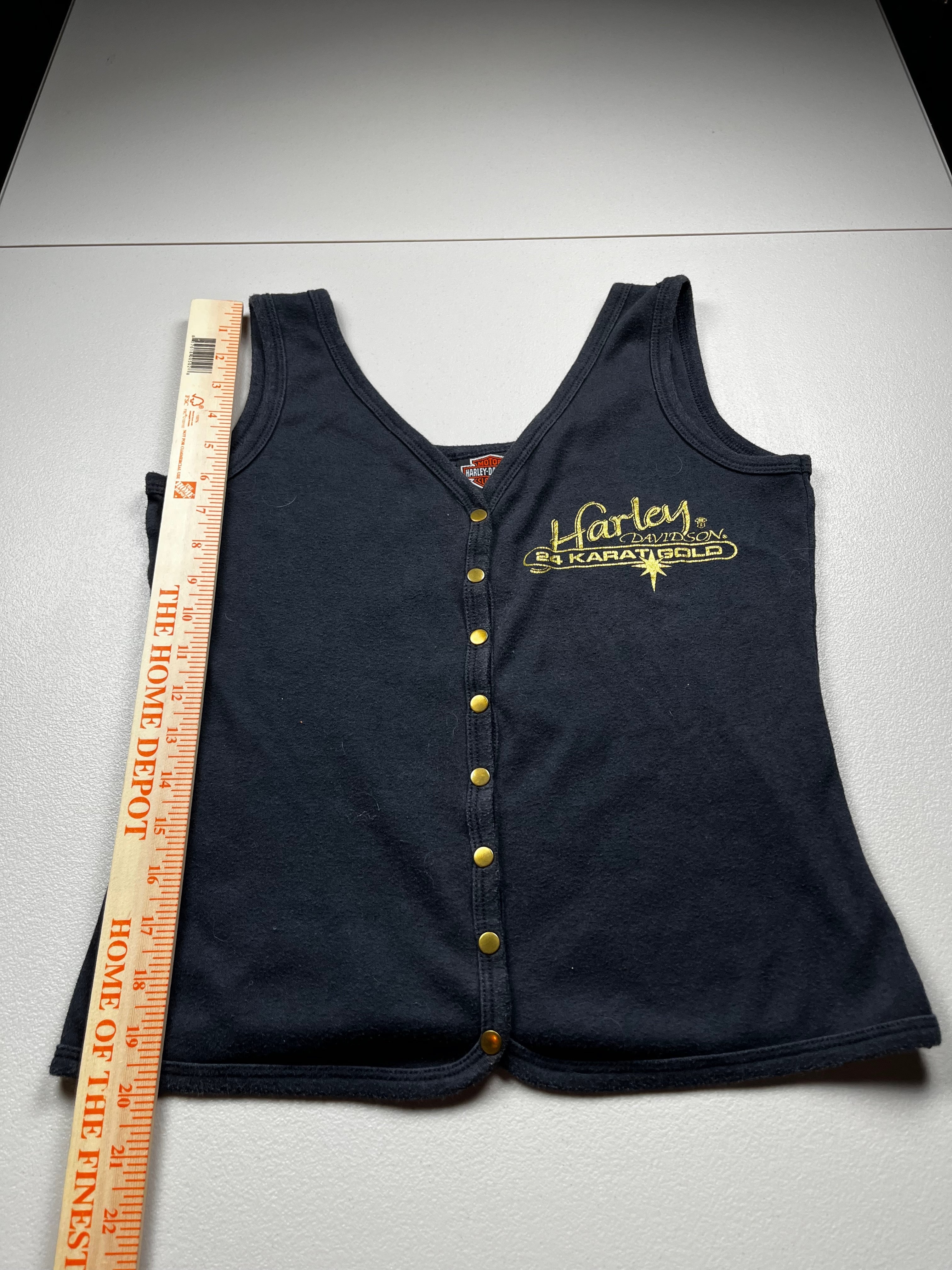 Vintage Harley Davidson 24 Karat Gold Button Up Tank Top