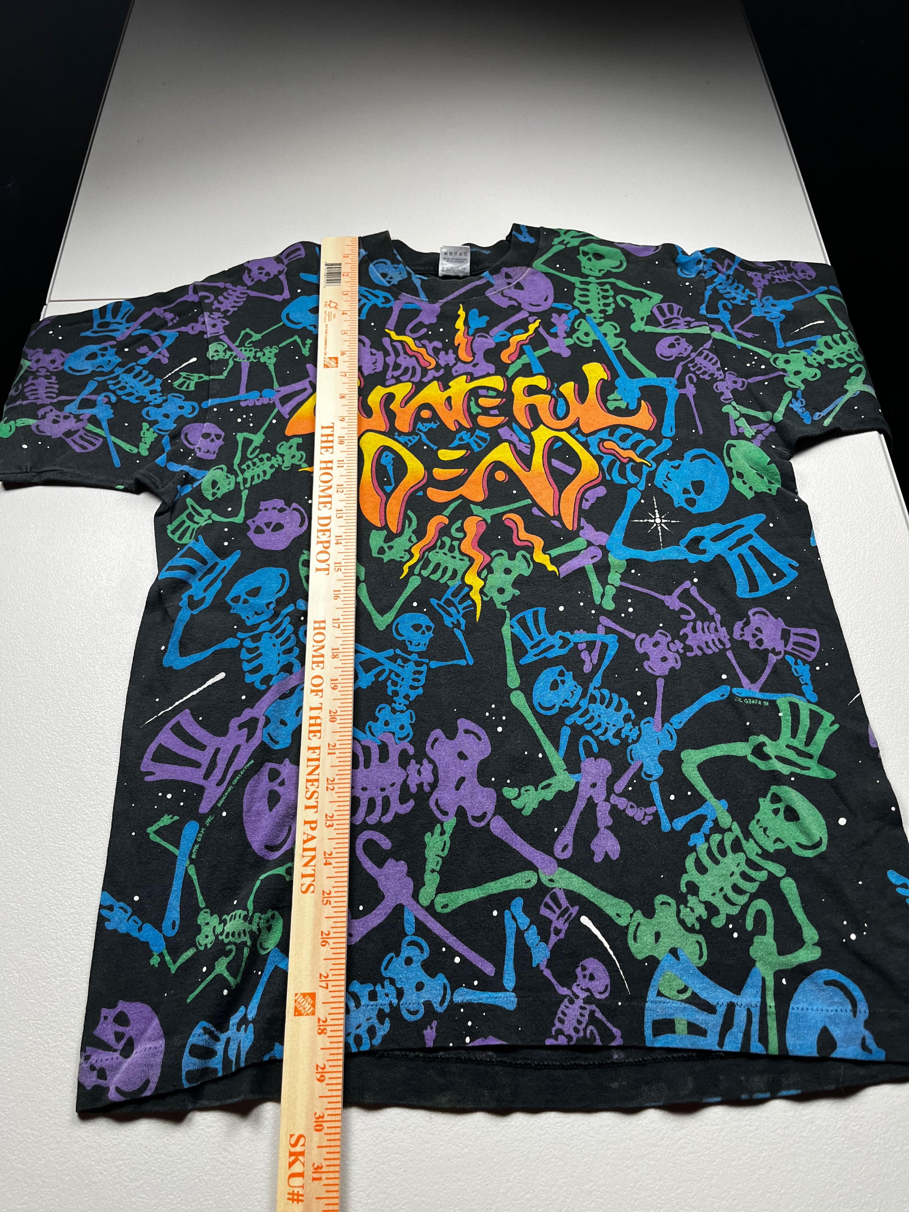 Vintage 1993 Grateful Dead Dancing Skeletons All Over Print T-Shirt