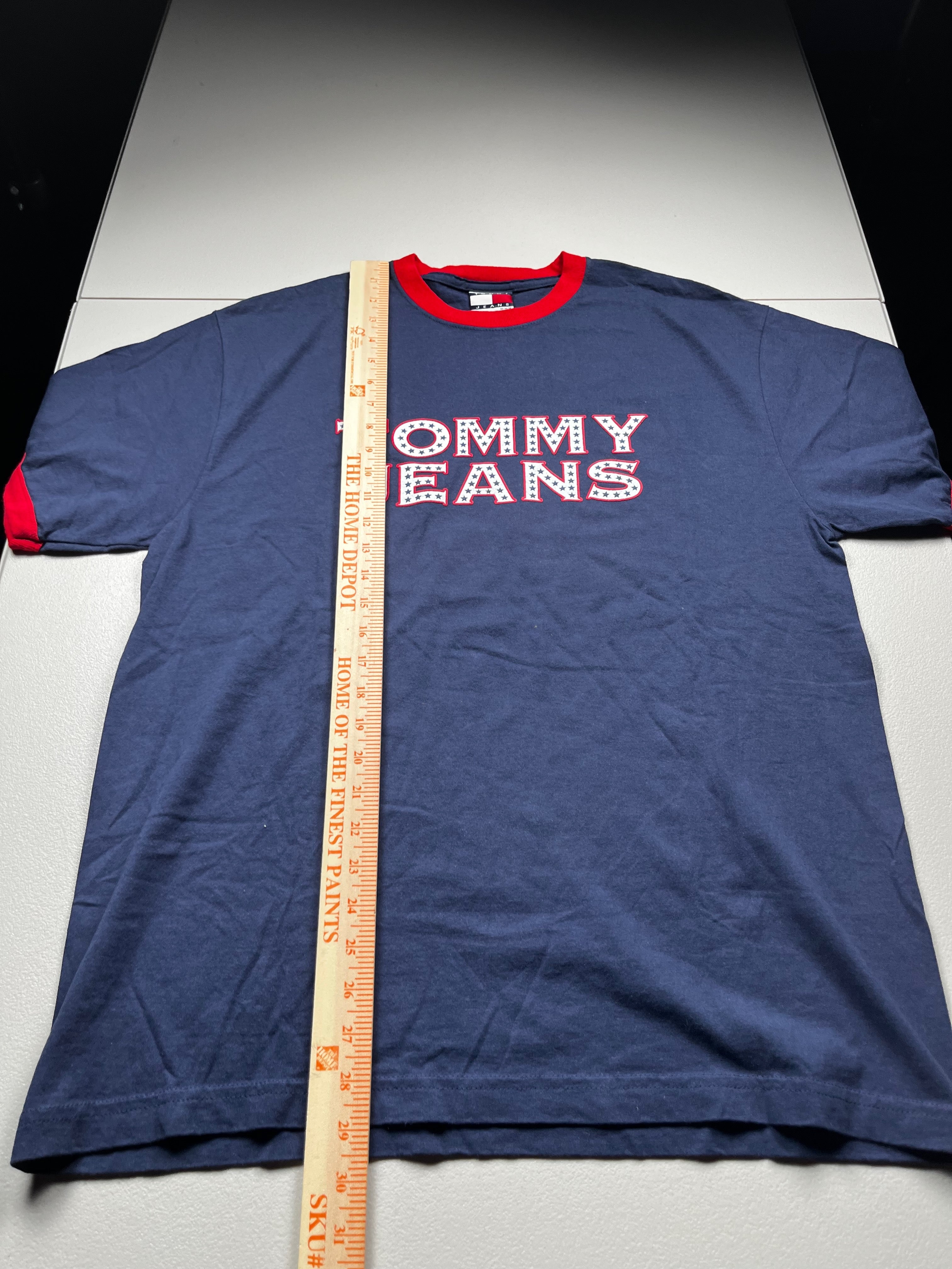 Vintage Tommy Jeans Spellout Ringer T-Shirt Navy