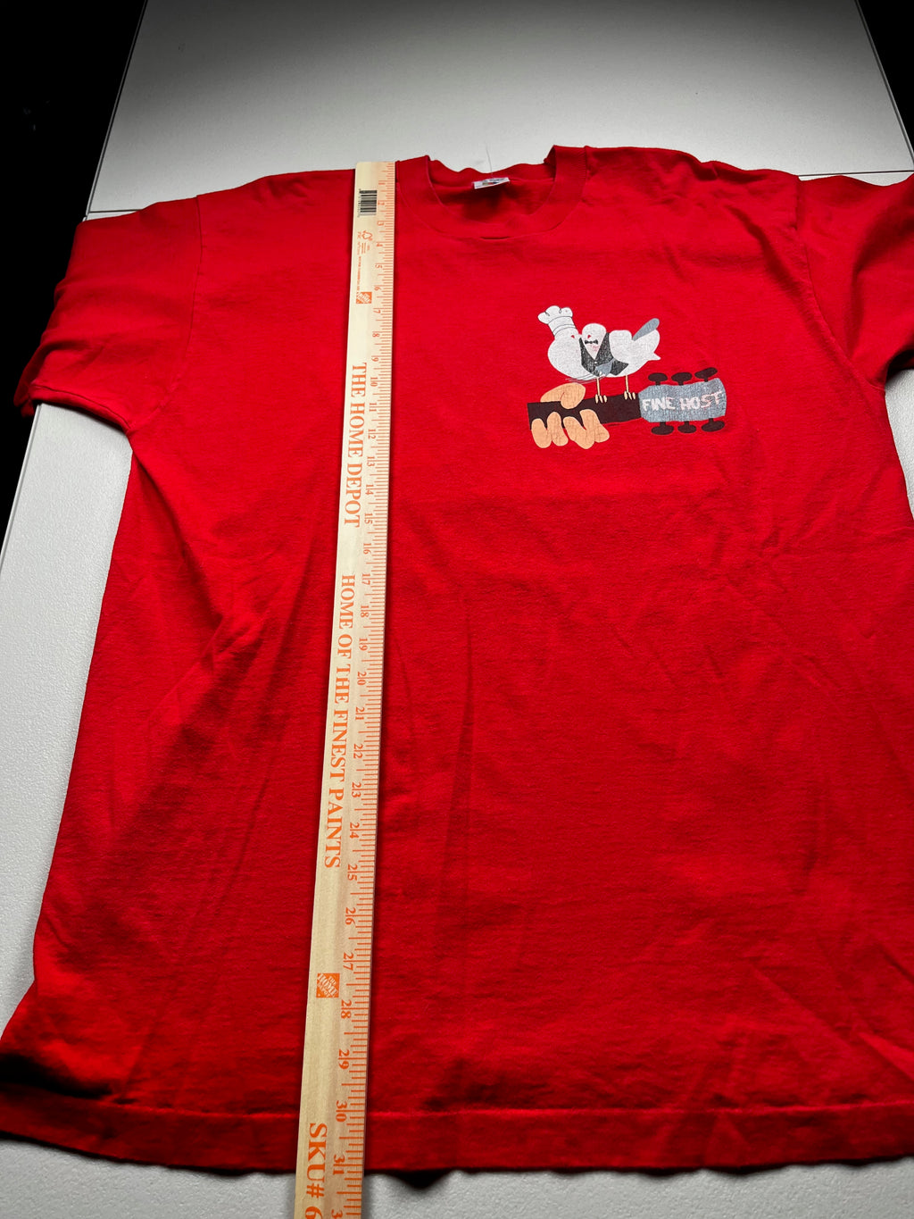 Vintage WoodStock Fine Host Chef Bird Graphic T-Shirt Red
