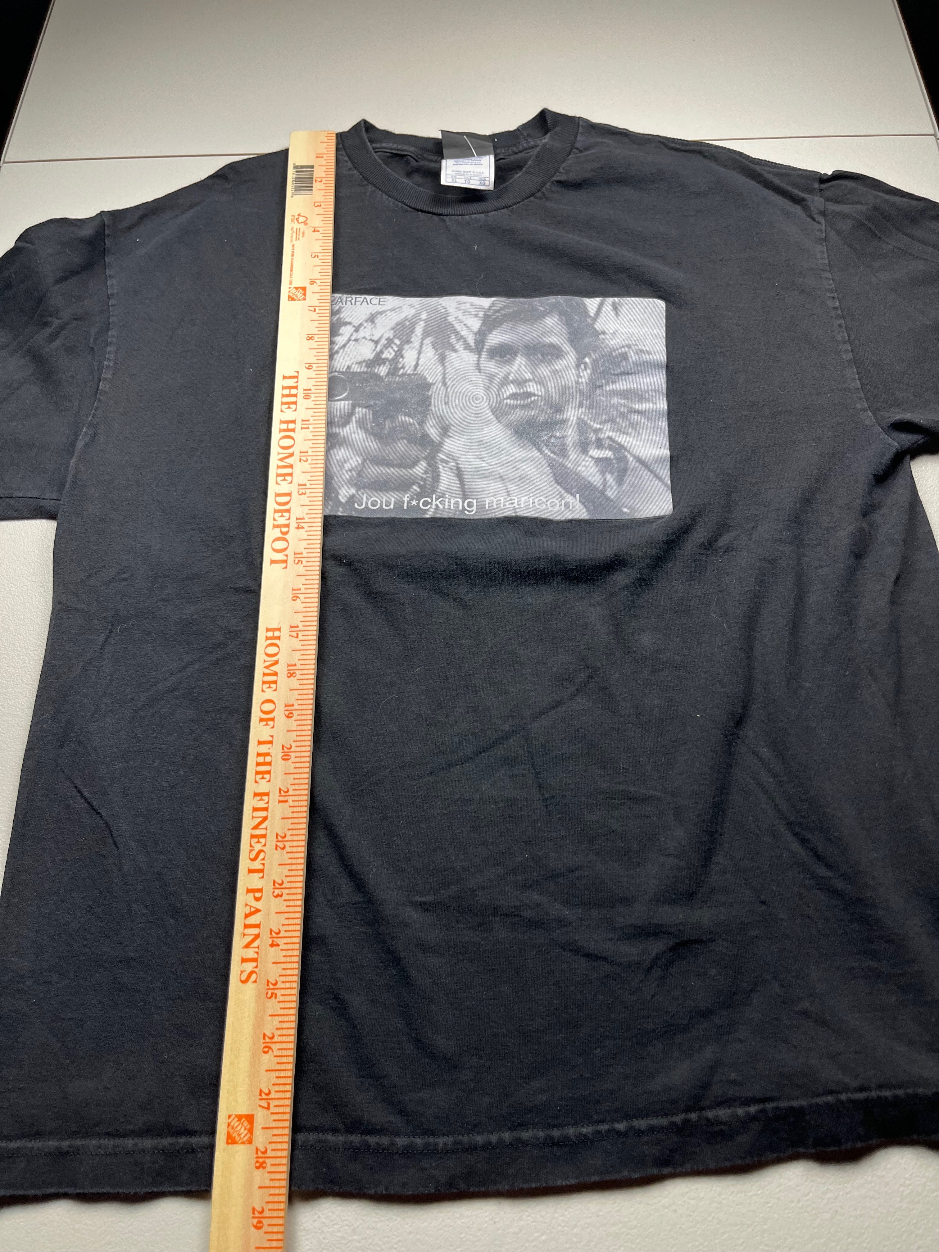 Modern Scarface Tony Montana Movie Scene Halftone Graphic T-Shirt Black