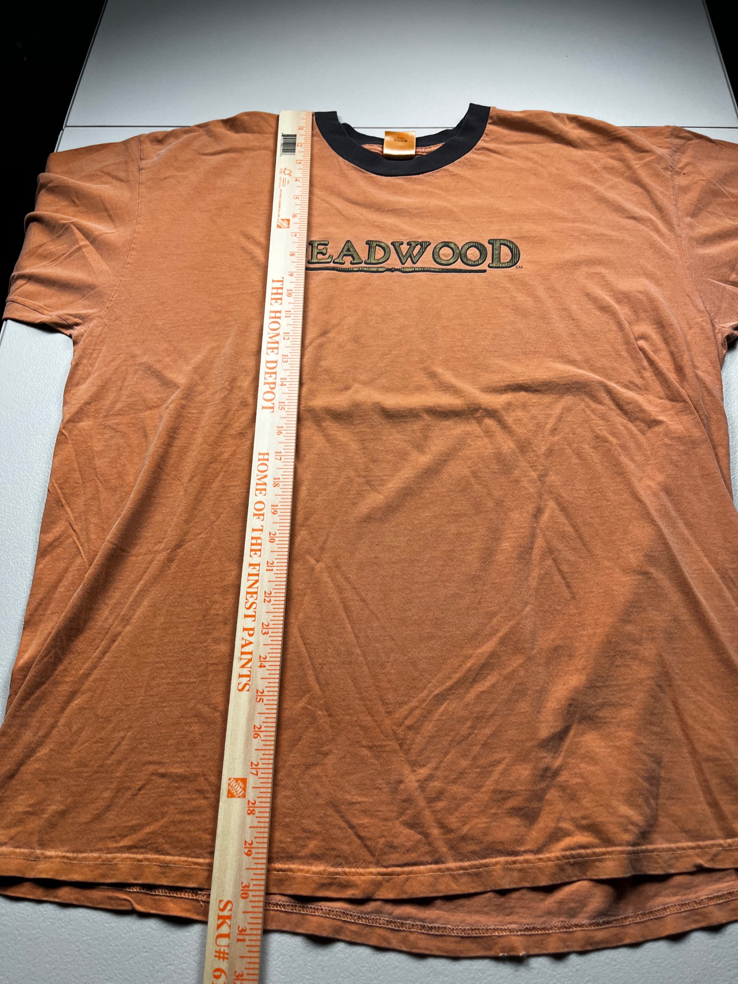 Vintage Deadwood HBO Series Logo Graphic Ringer T-Shirt Orange