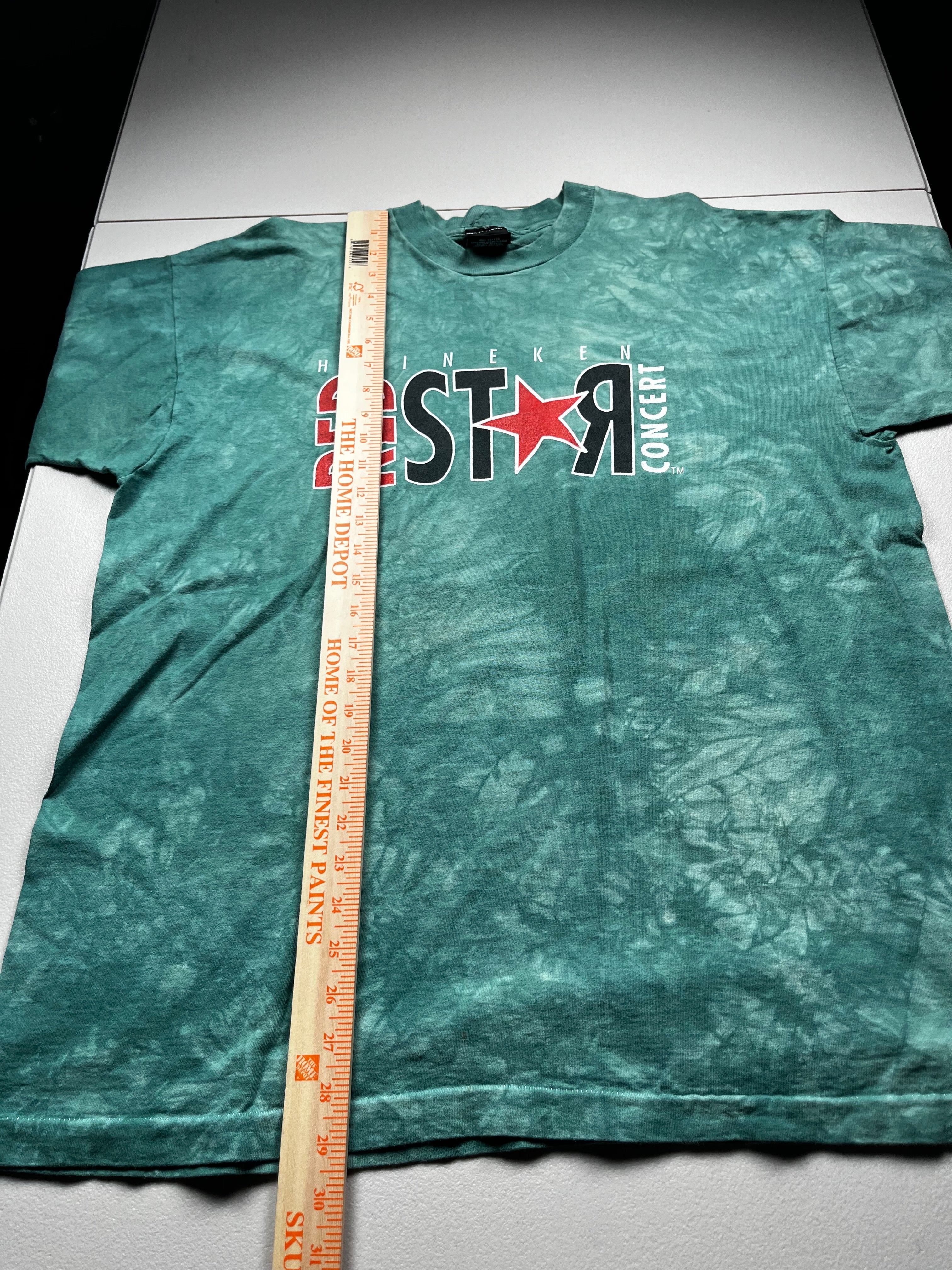 Vintage Heineken Red Star Concert Graphic T-Shirt Green Tie Dye