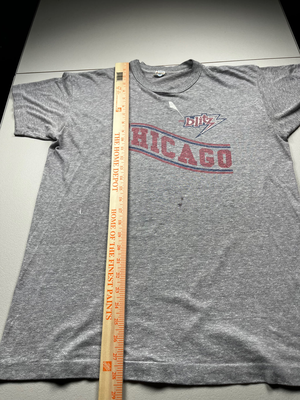 Vintage Chicago Blitz USFL Football Team Graphic T-Shirt Grey