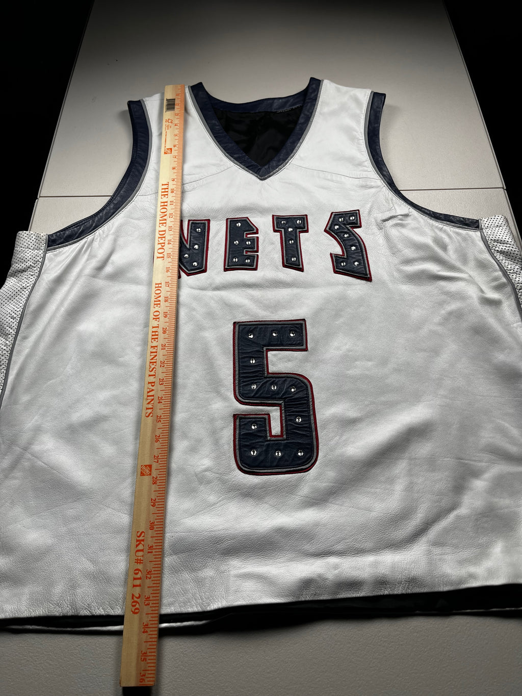 Vintage New Jersey Nets Jason Kidd Faux Leather Basketball Jersey