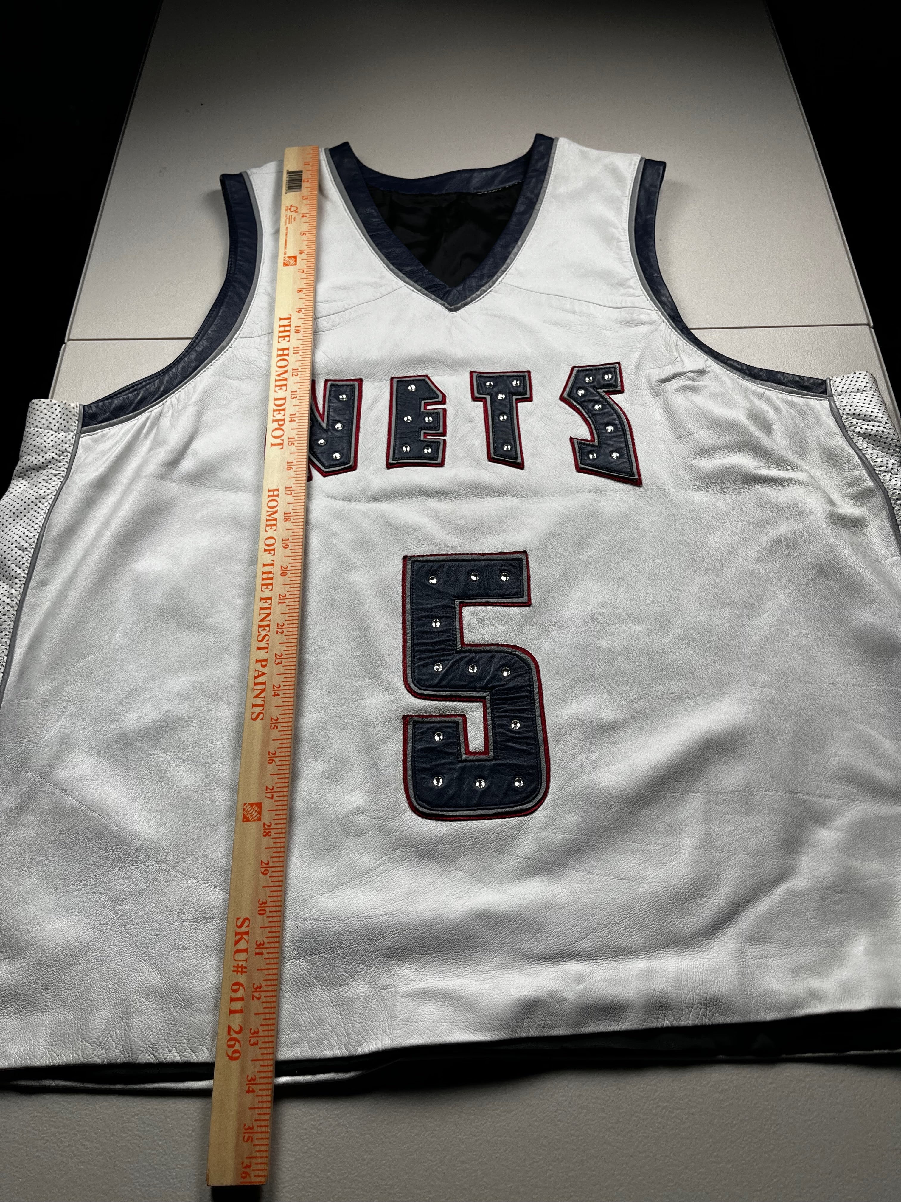 Vintage New Jersey Nets Jason Kidd Faux Leather Basketball Jersey