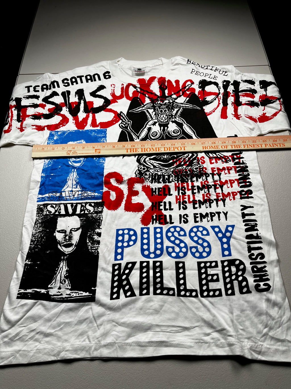 Vintage 1990s Marilyn Manson All Over Print Mosquitohead Style Band T-Shirt