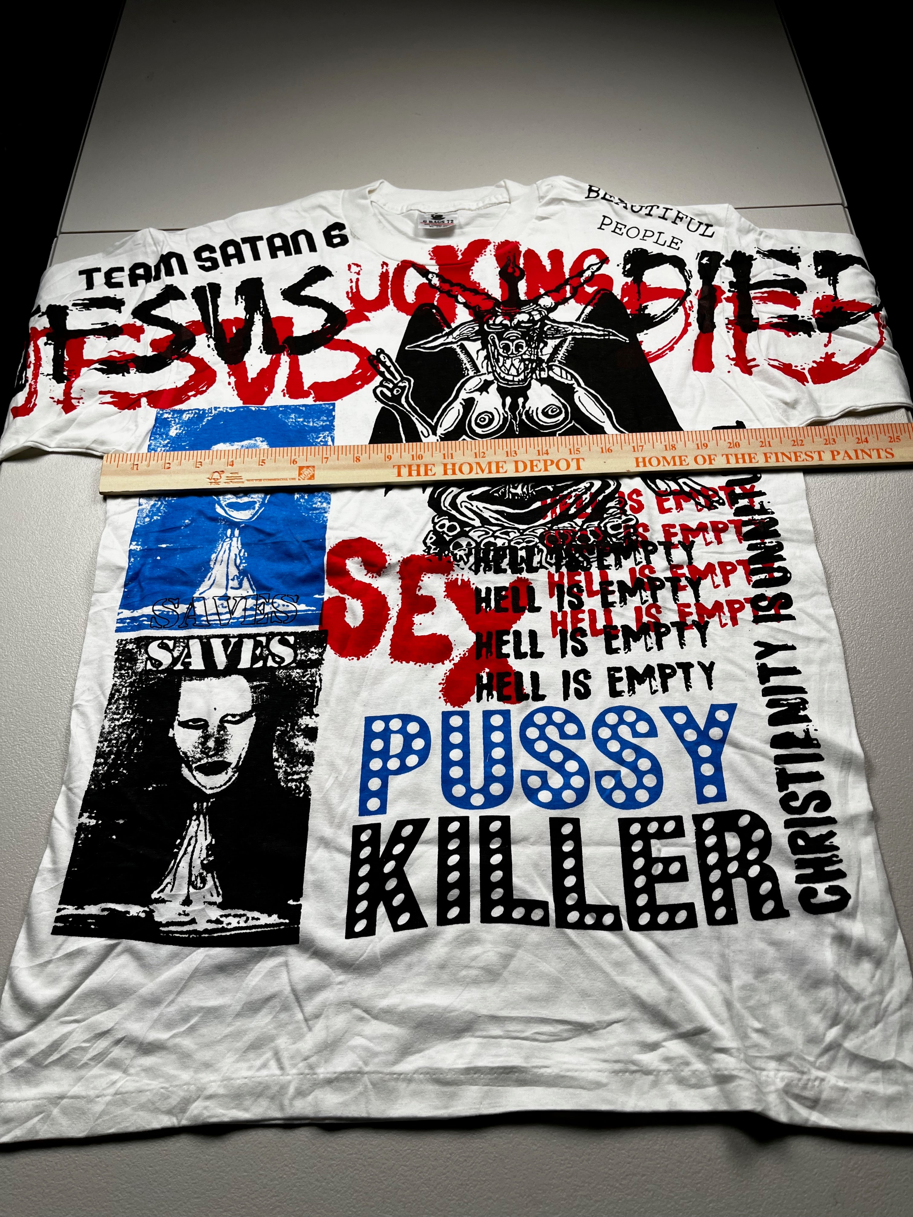 Vintage 1990s Marilyn Manson All Over Print Mosquitohead Style Band T-Shirt