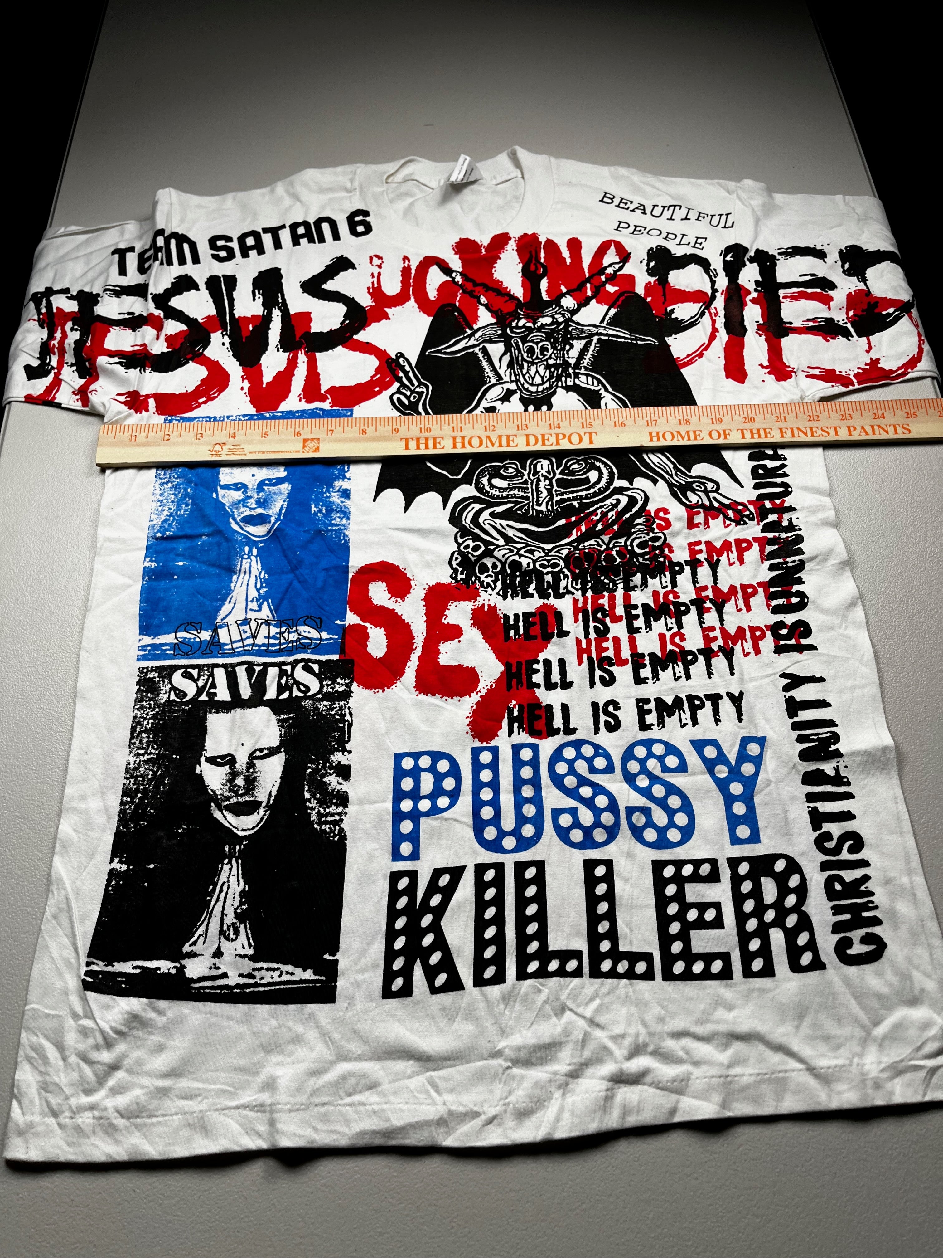 Vintage 1990s Marilyn Manson All Over Print Mosquitohead Style Band T-Shirt