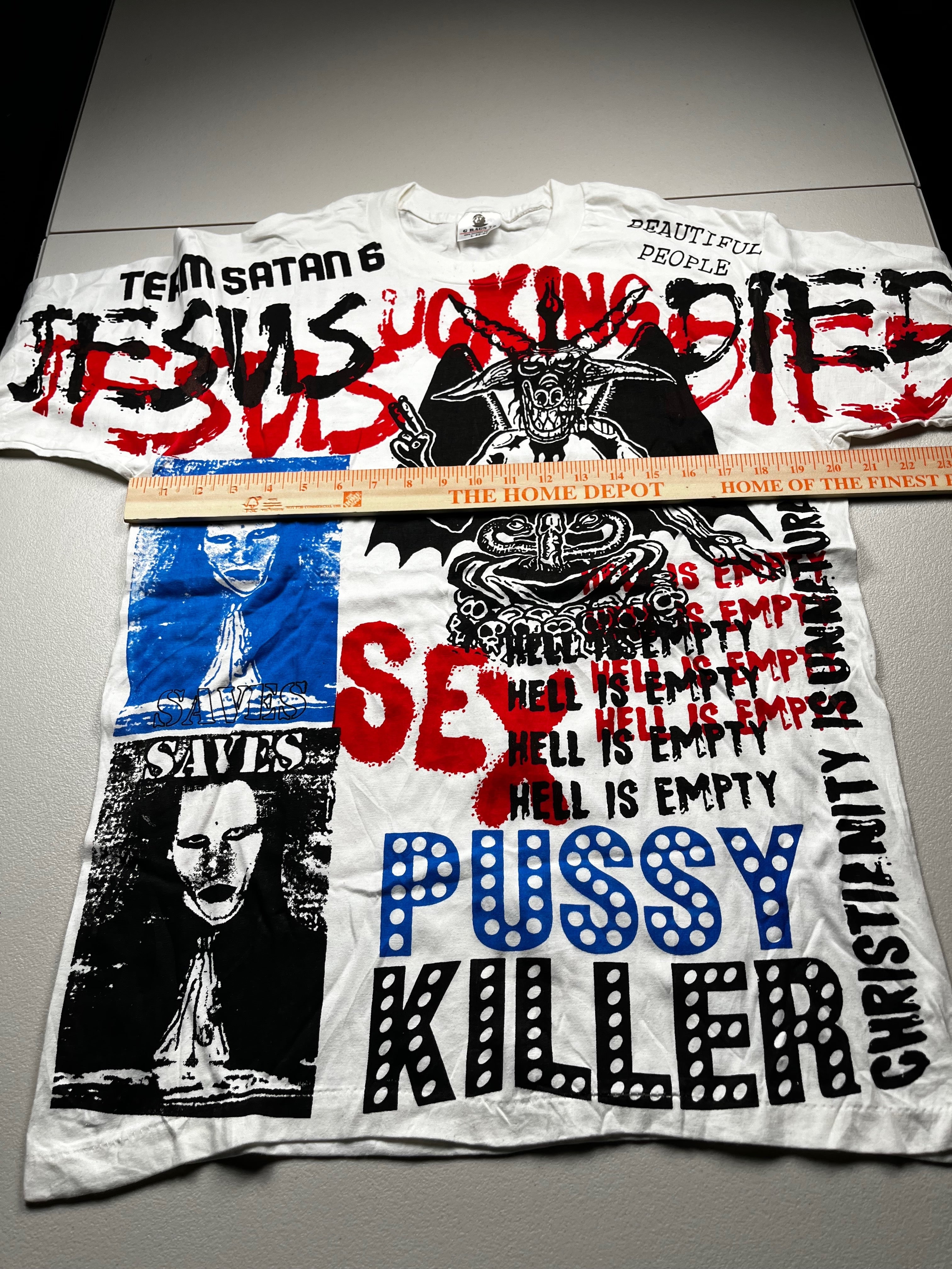 Vintage 1990s Marilyn Manson All Over Print Mosquitohead Style Band T-Shirt