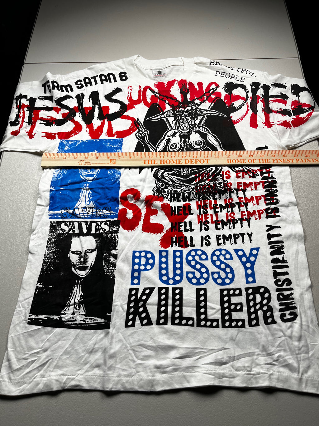 Vintage 1990s Marilyn Manson All Over Print Mosquitohead Style Band T-Shirt