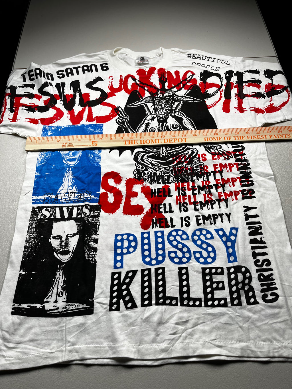Vintage 1990s Marilyn Manson All Over Print Mosquitohead Style Band T-Shirt